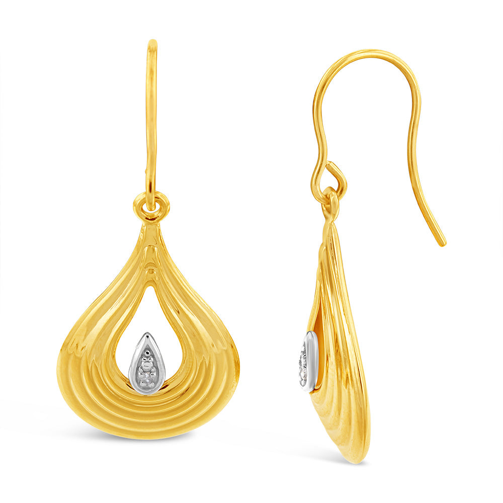 Exquisite 9ct Yellow Gold Diamond-Embellished Drop Earrings for Elegant Fashion Statements