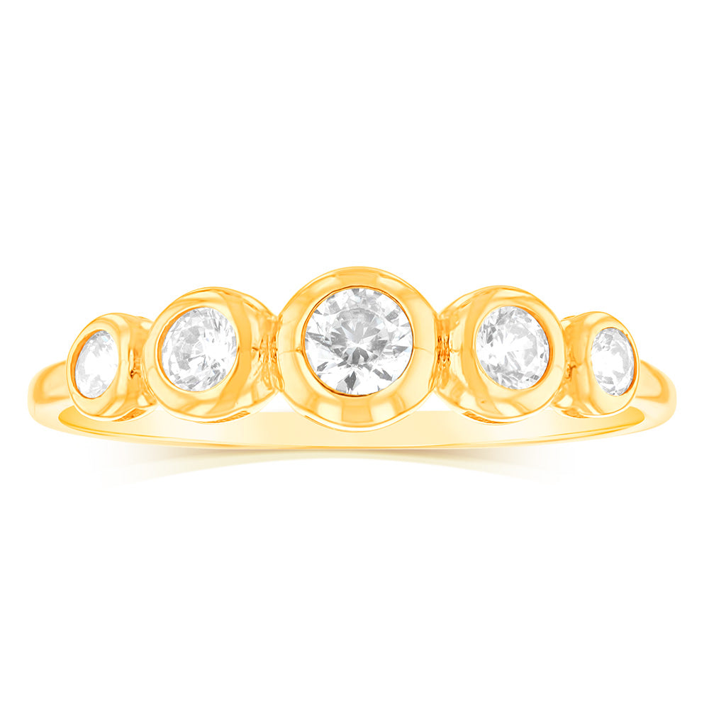 Stunning 9ct Yellow Gold Cubic Zirconia Ring for Cocktail Parties