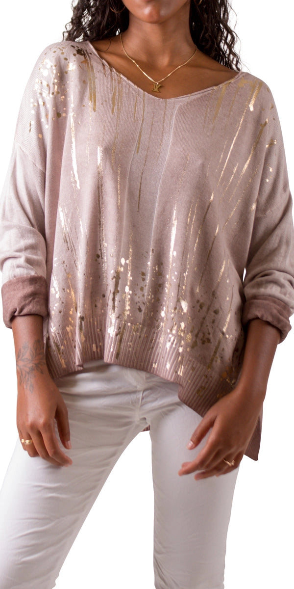 GIGI MODA One-Size Soft Knit Sweater with Playful Splatter Print