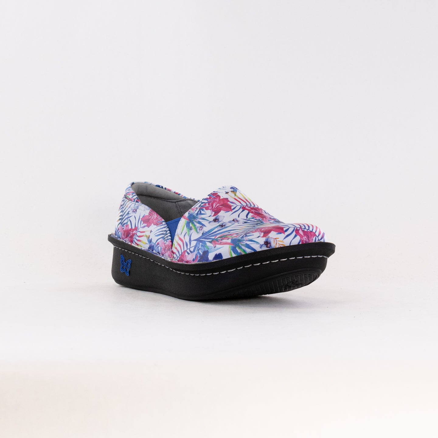 Women's Alegria Debra Tropic Slip-On Shoes with Black Embossed Rose Design