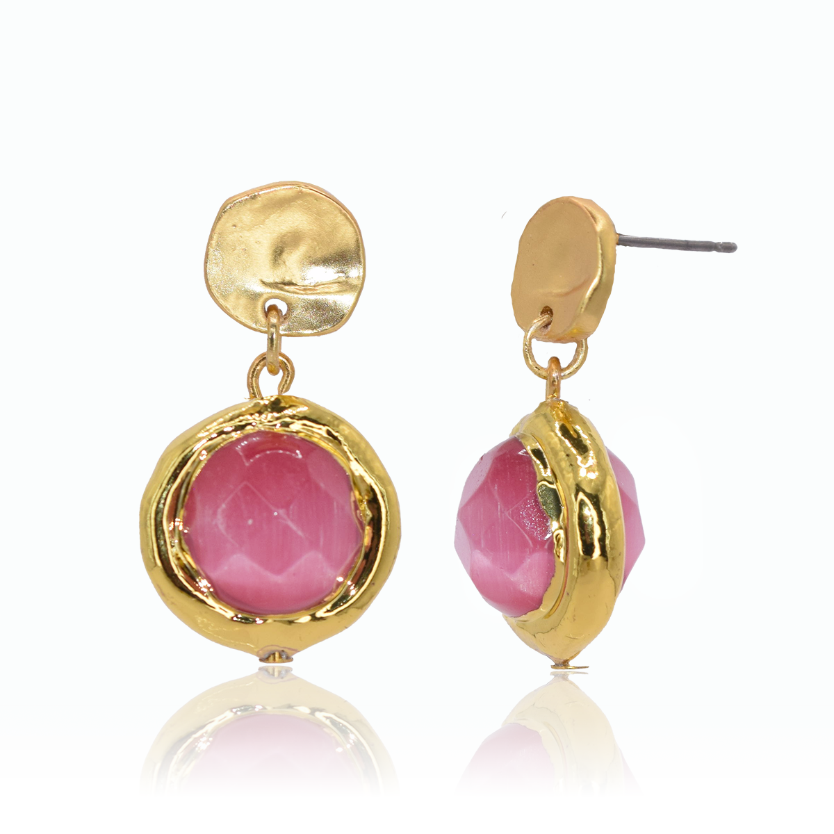 Colorful Coriandoli Stud Earrings with Dangling Faceted Beads
