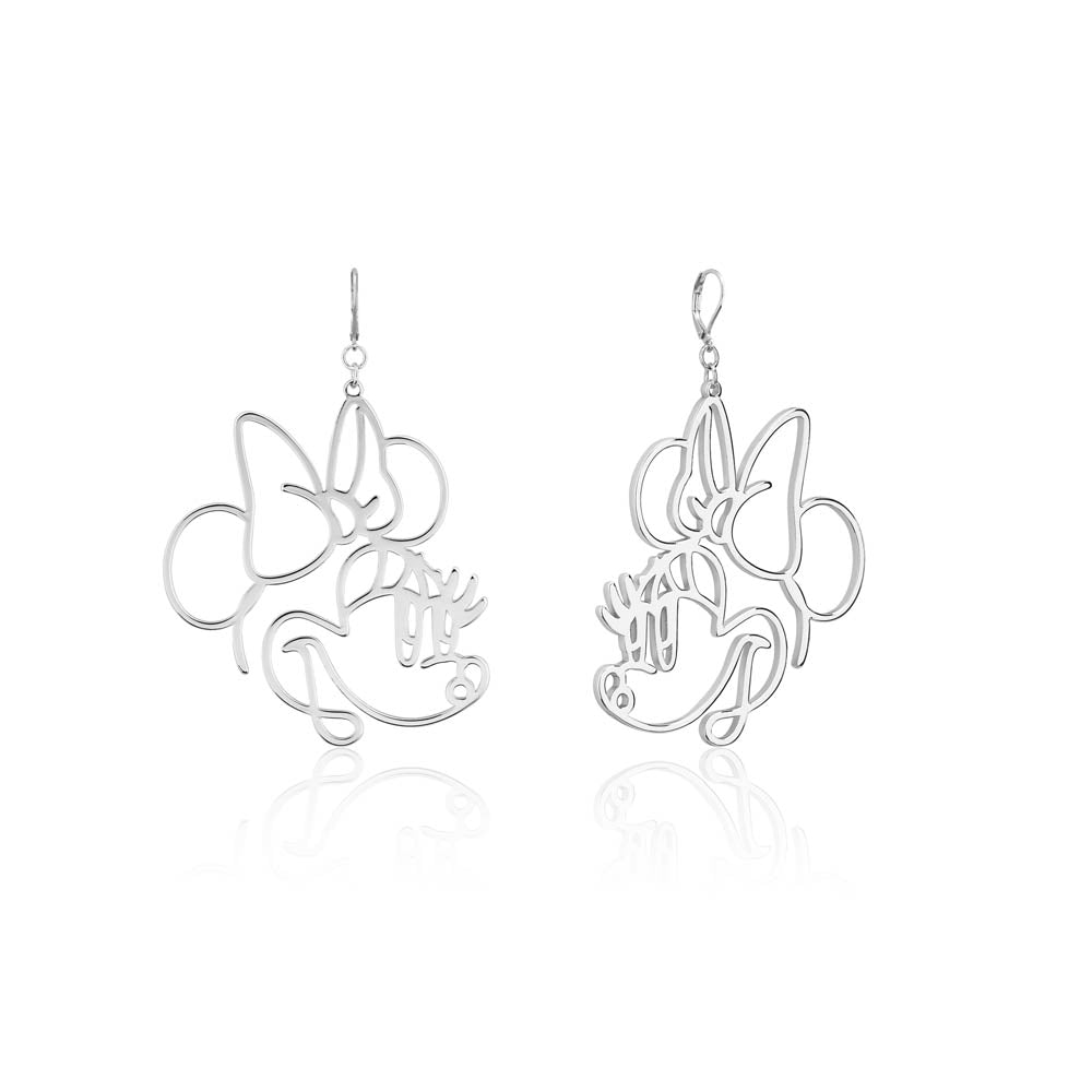 Disney Branded Stainless Steel Minnie Mouse Inspired Wire Design 50mm Length Drop Earrings for Fashion Lovers