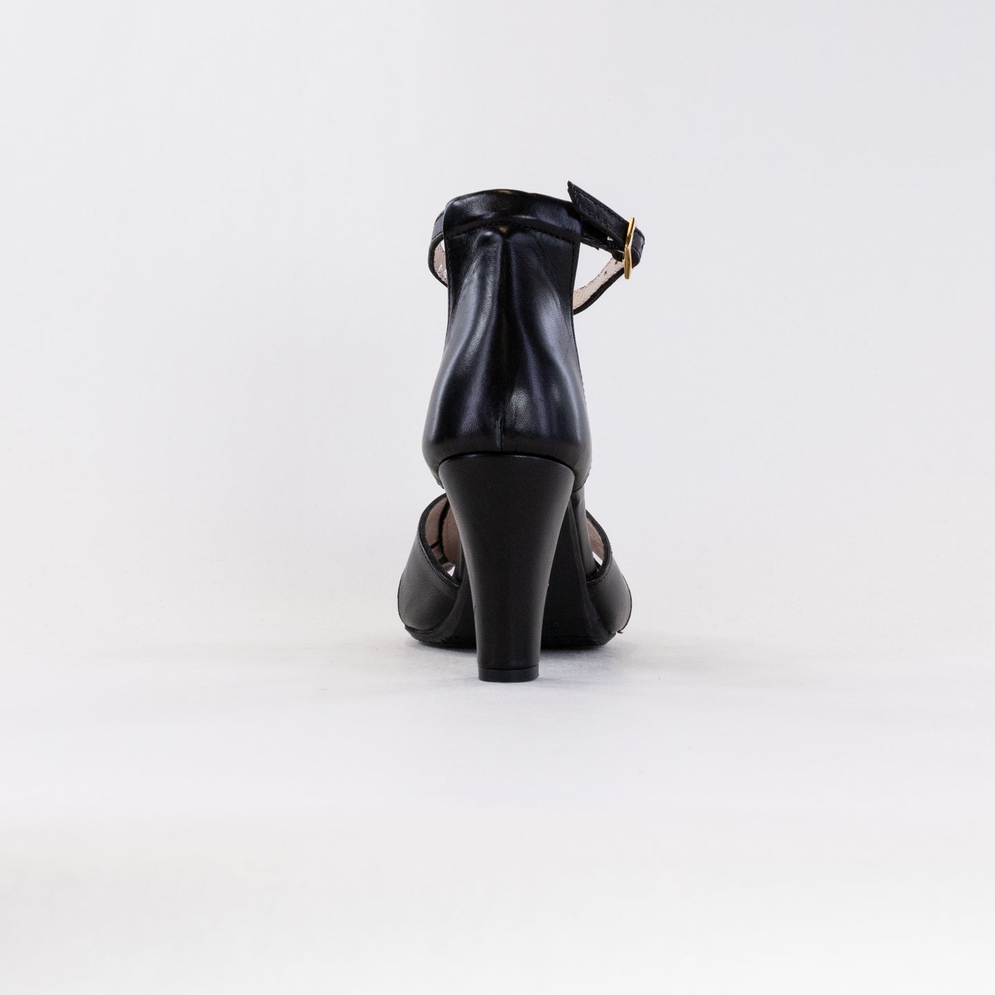 Eric Michael Cordero Women's Open-Toe Ankle Strap Black Leather Formal Pumps
