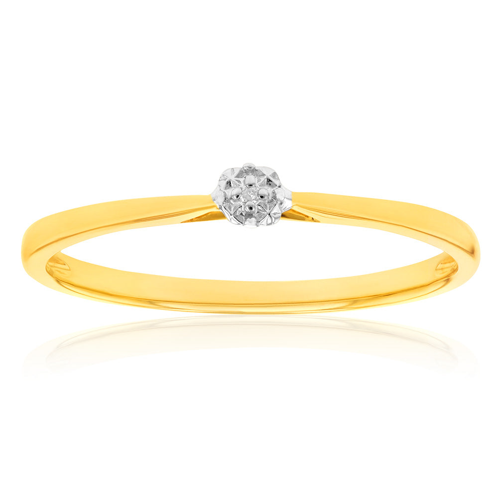 Exquisite 9-carat Yellow Gold Single Diamond Solitaire Engagement and Wedding Ring