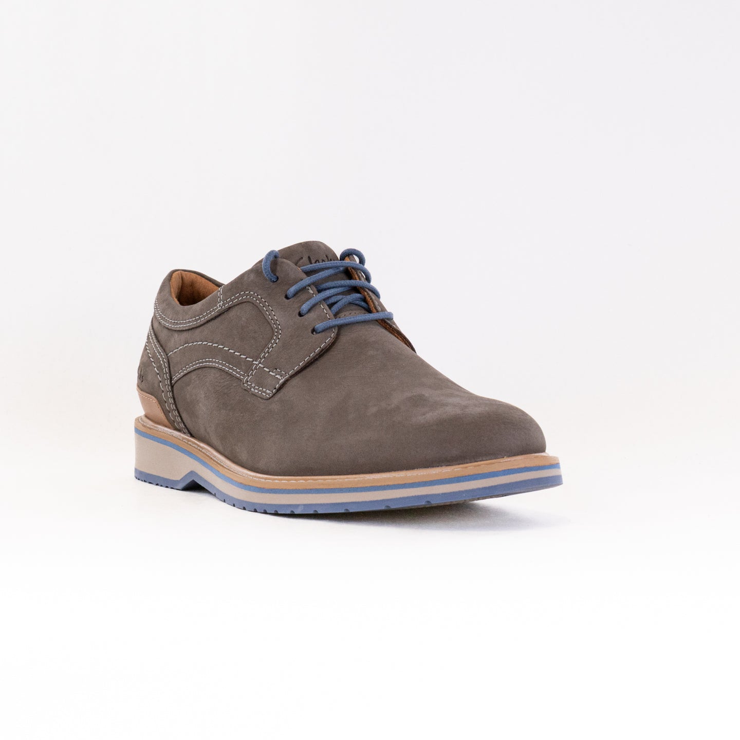 Men's Grey Nubuck Clarks Monahan Plain Toe Shoes - Comfort & Style