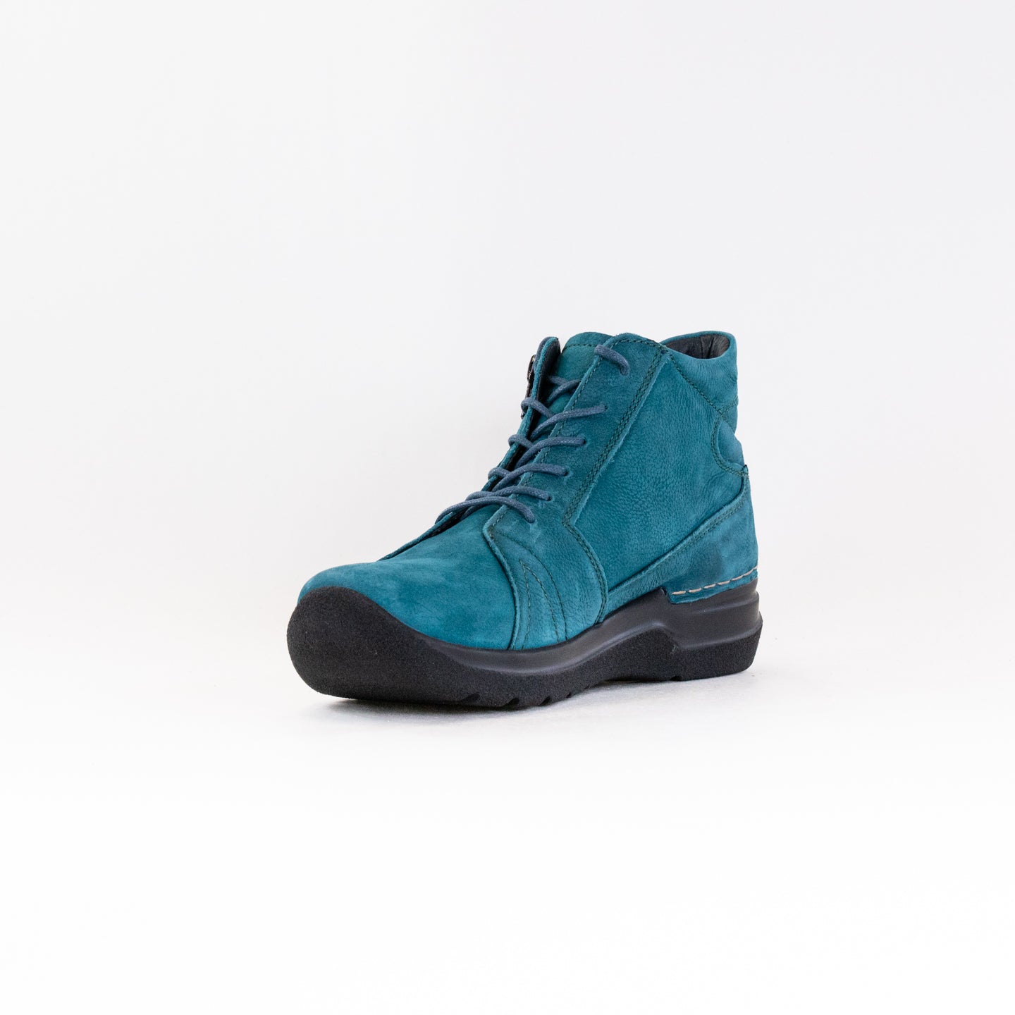 Wolky Women's Ankle-High Lace-Up Shoes - Petrol Nubuck Leather