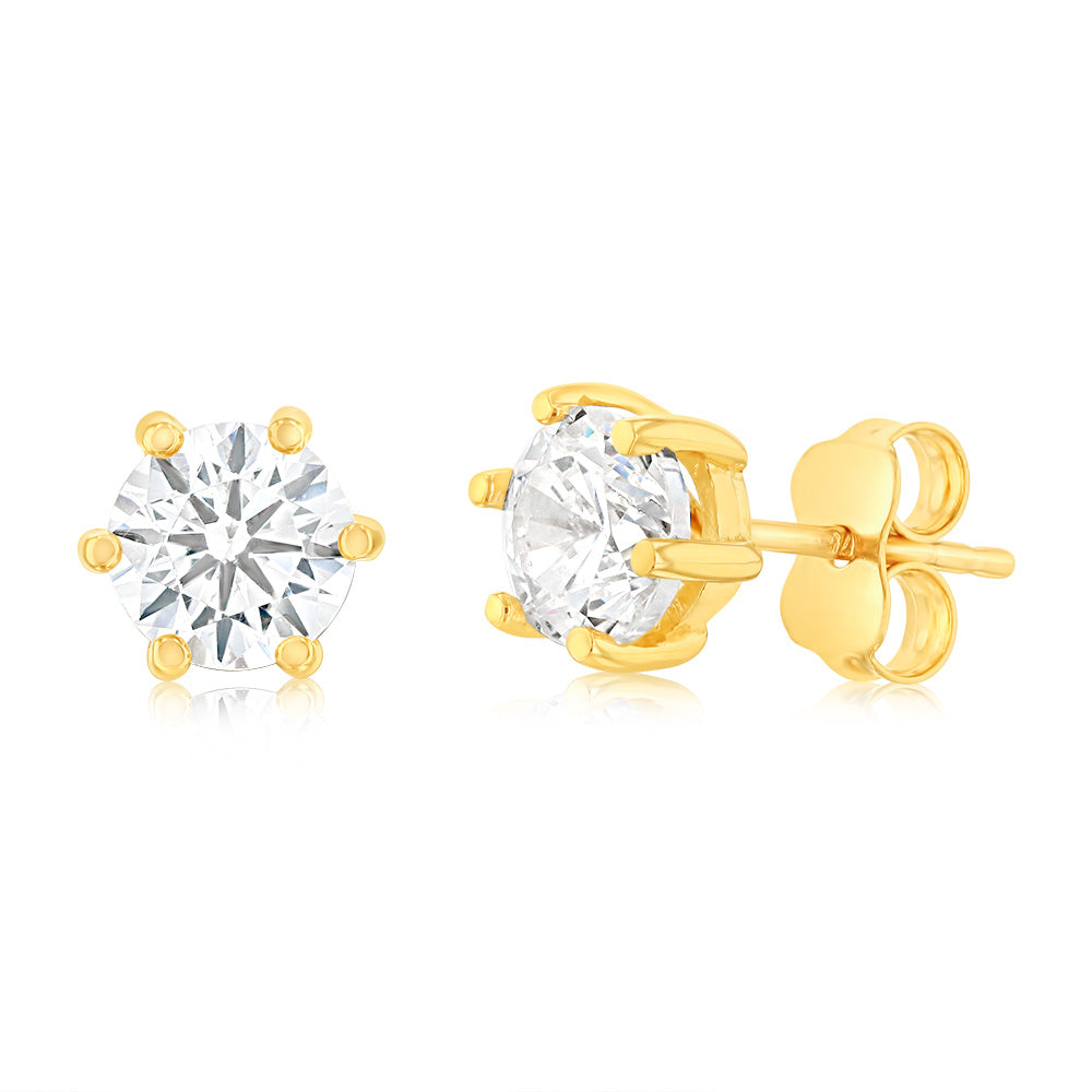 Stunning 9ct Yellow Gold Cubic Zirconia Stud Earrings for a Chic Look