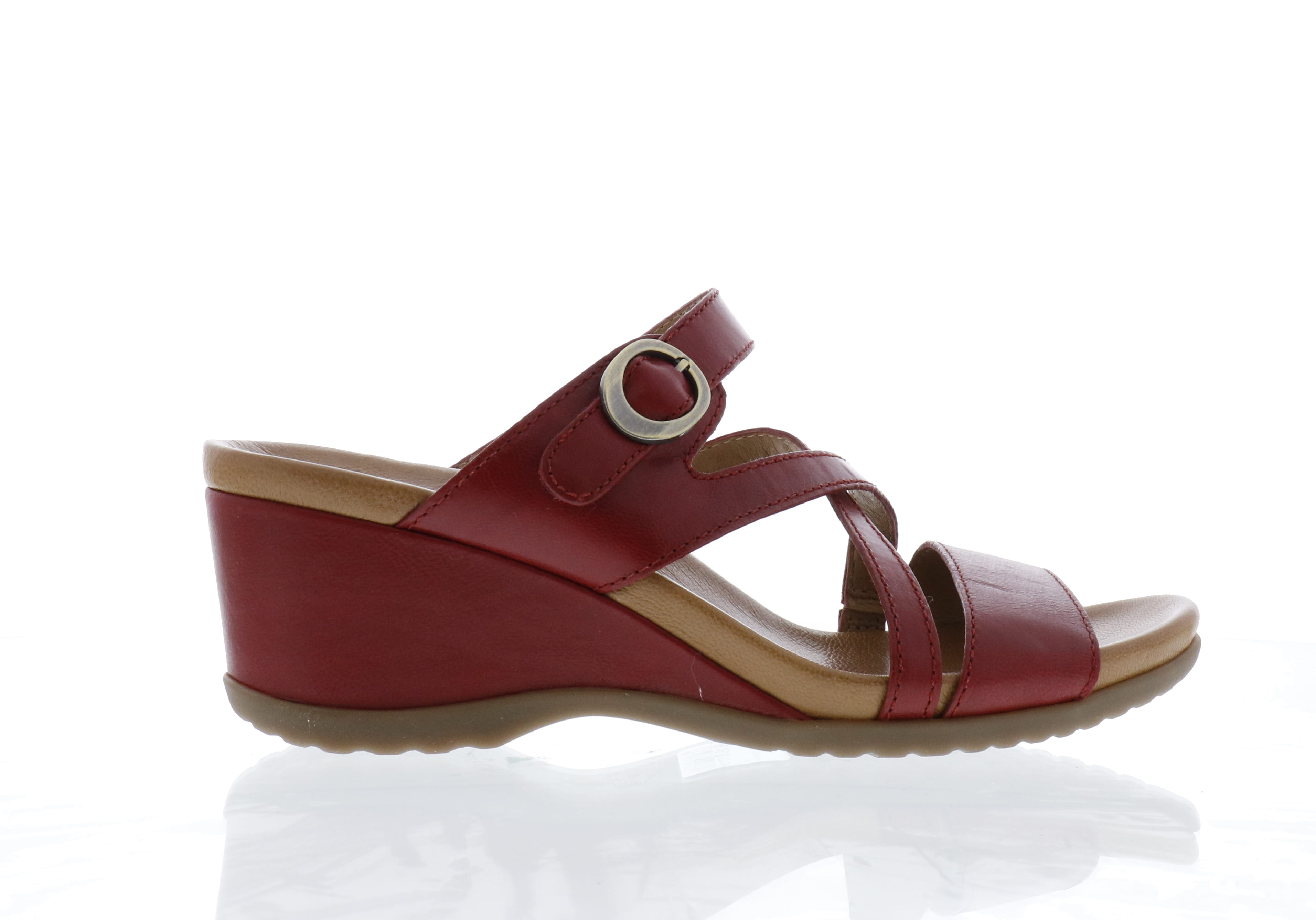 Stylish Red Dansko Ana Women's Open - Back Wedge Shoes