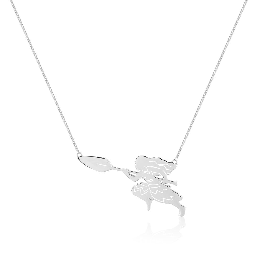 40cm Chain Disney Princess Rhodium - Plated Moana Silhouette Pendant