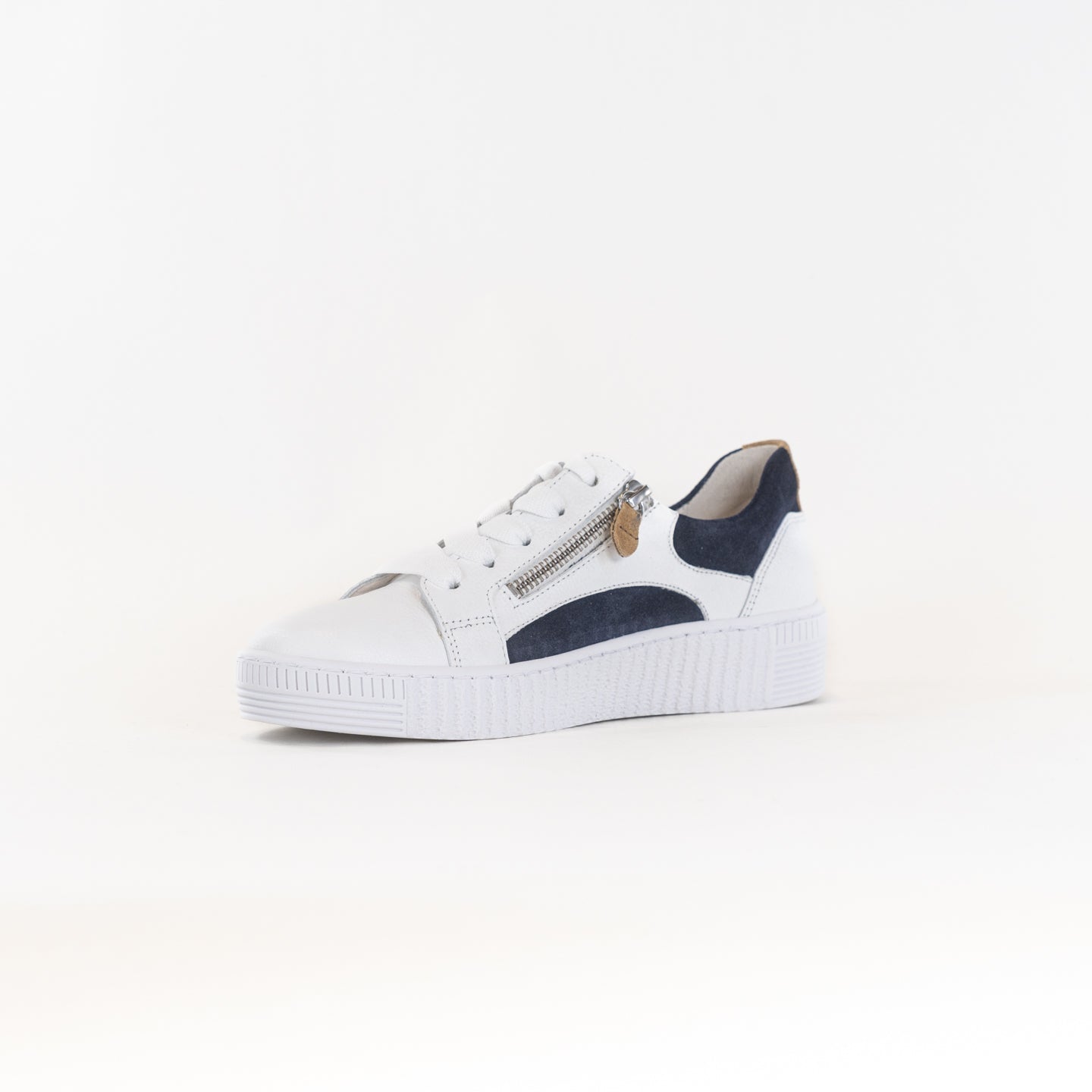 Gabor Women's White/Blue A1 Zipper Comfortable Sneaker 23.330