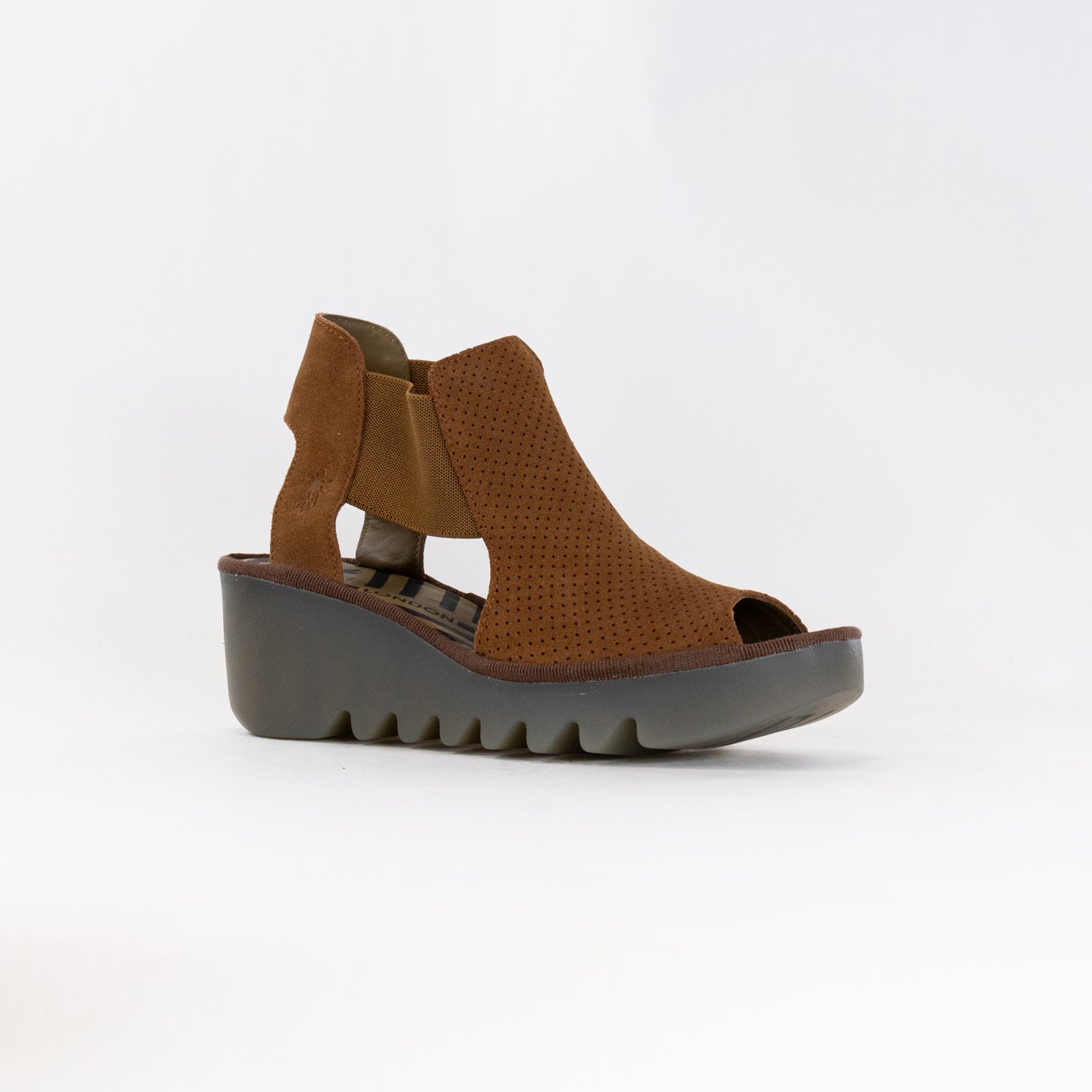 Fly London Women's Cognac Suede BIGA412FLY Wedge Sandals