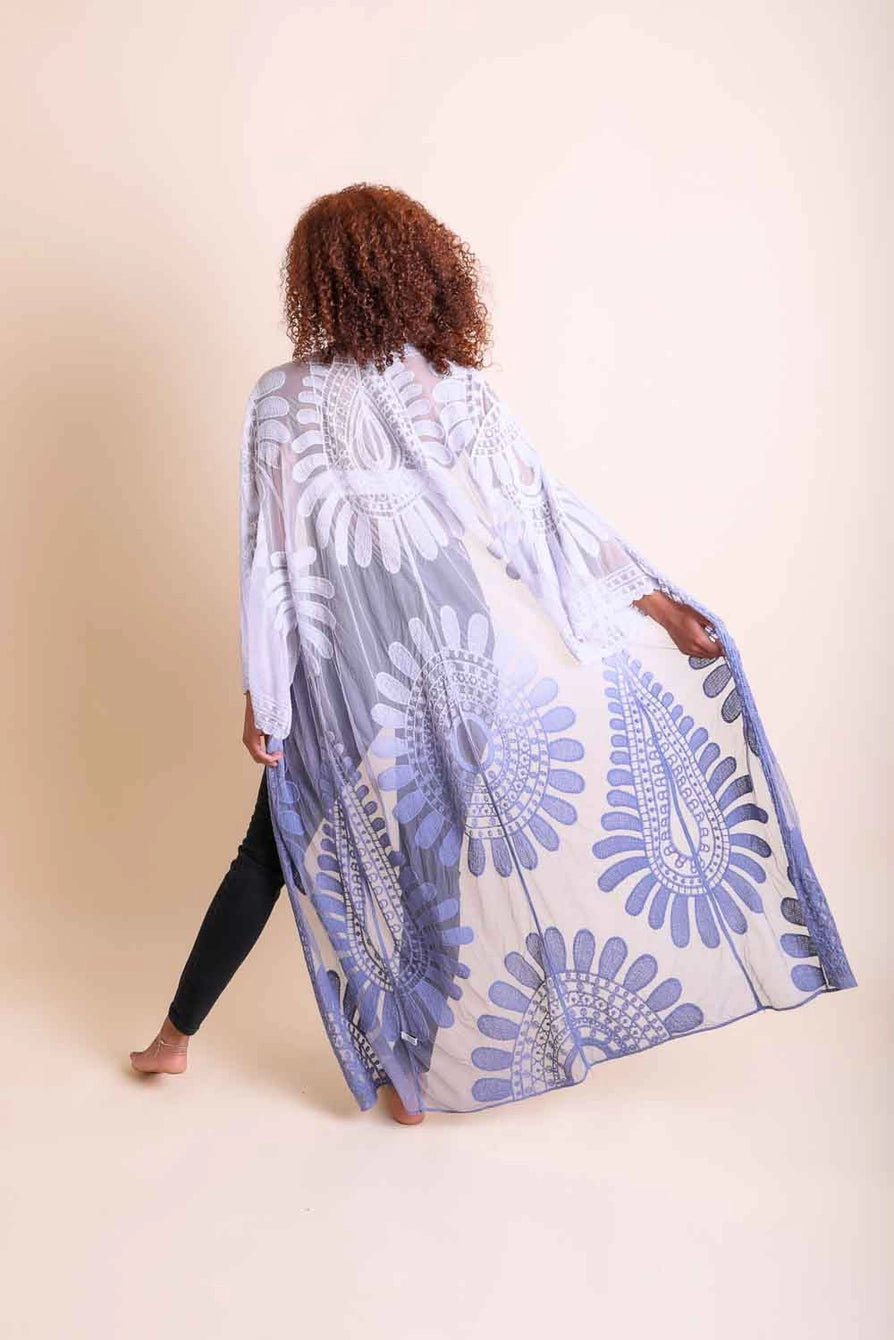 Leto Ombre Colored Delicate Lace Women's Kimono Style Cardigan