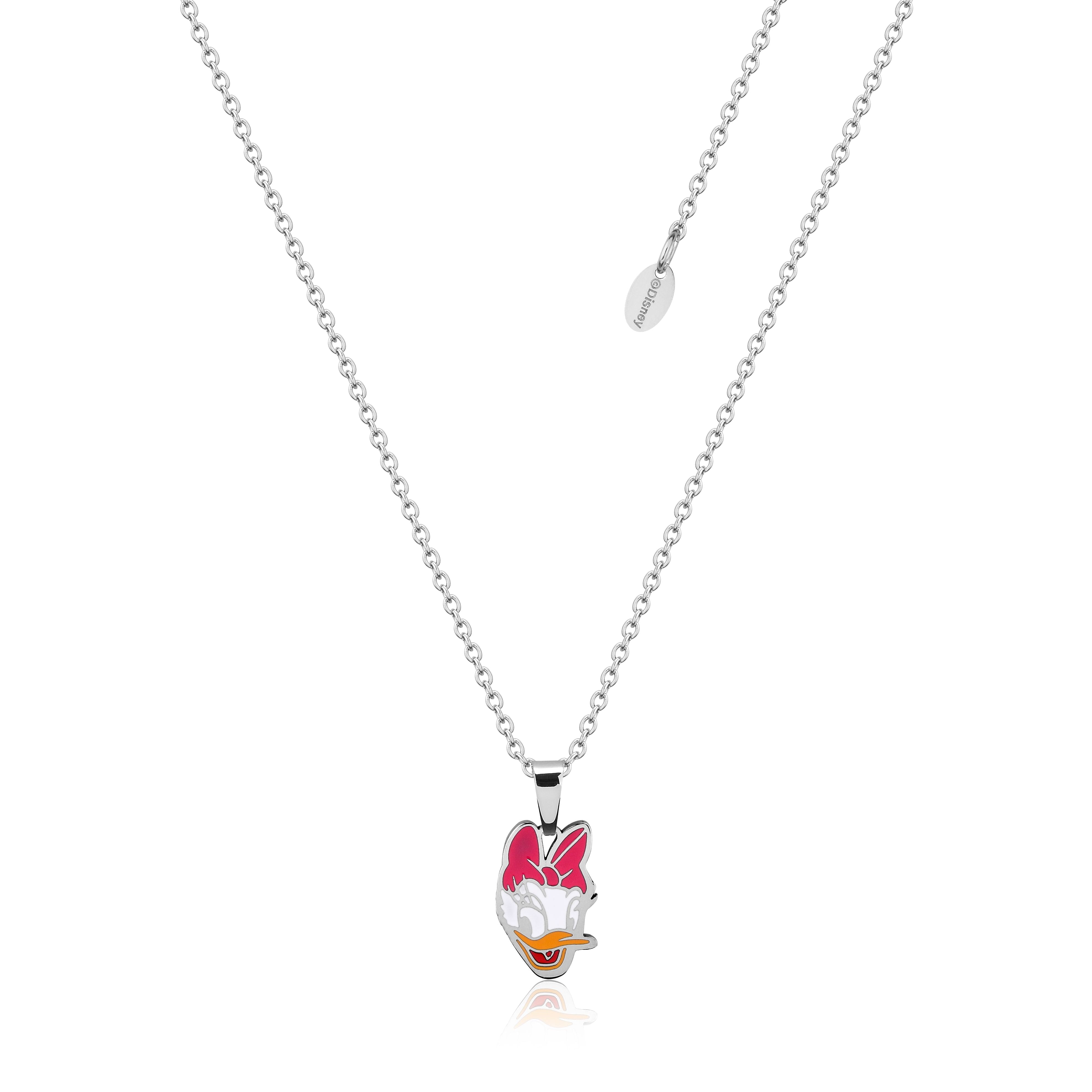 DISNEY Stainless Steel 47cm Chain with Animated Daisy Duck Pendant - A Charming Jewelry Piece