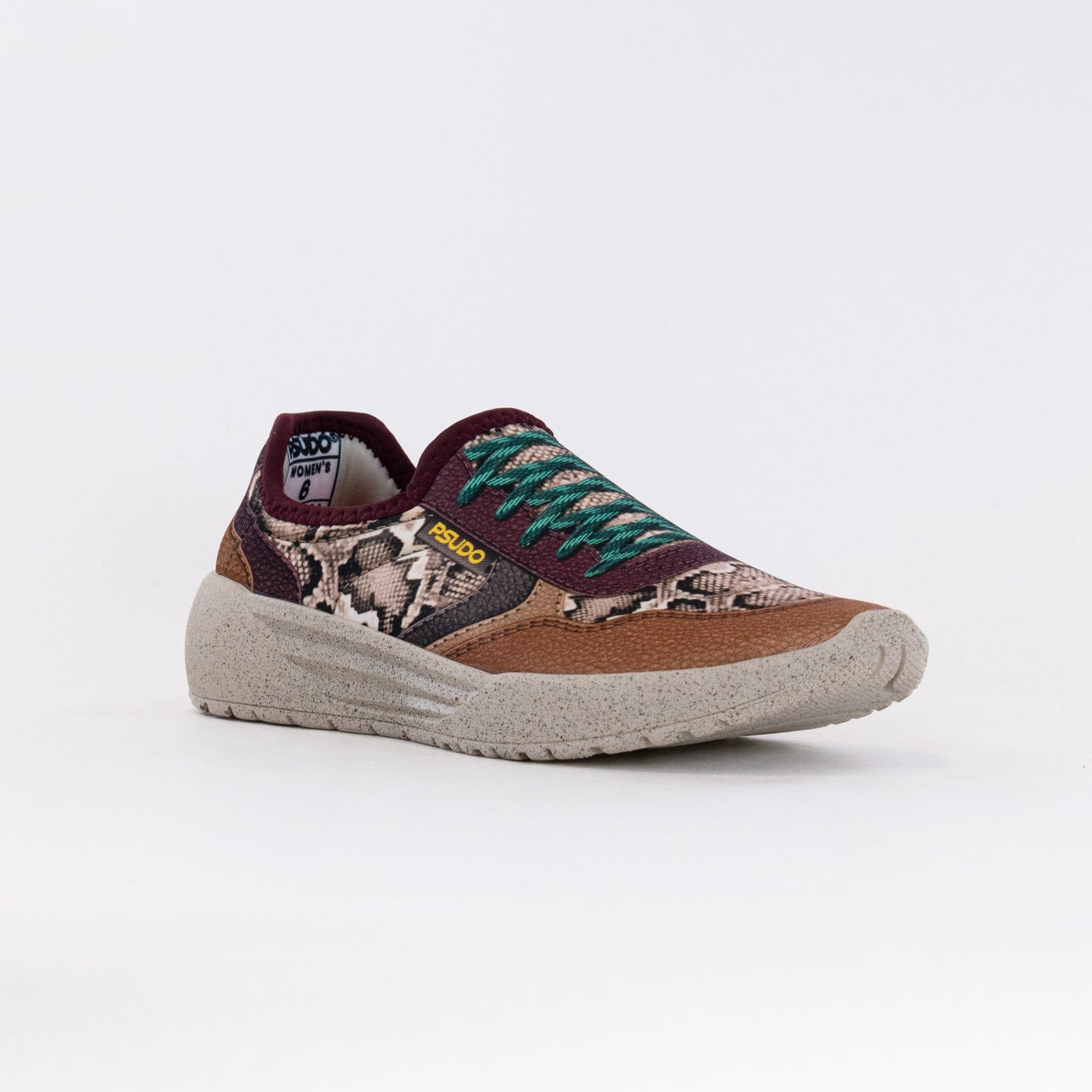 Women's Pseudo Court Sneakers - Natural Snake Design