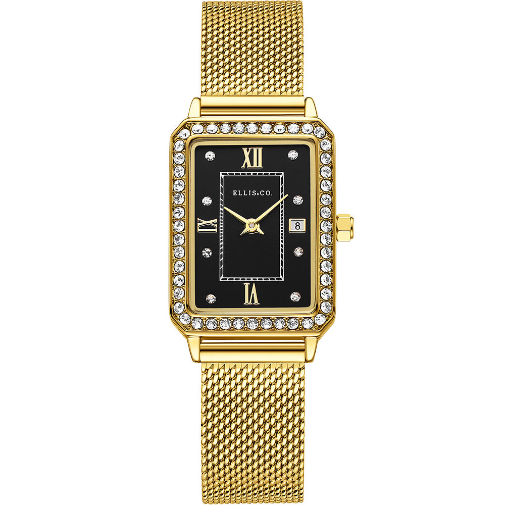 Ellis & Co Delia Imitation Date Display Watch with Gold Plated Strap