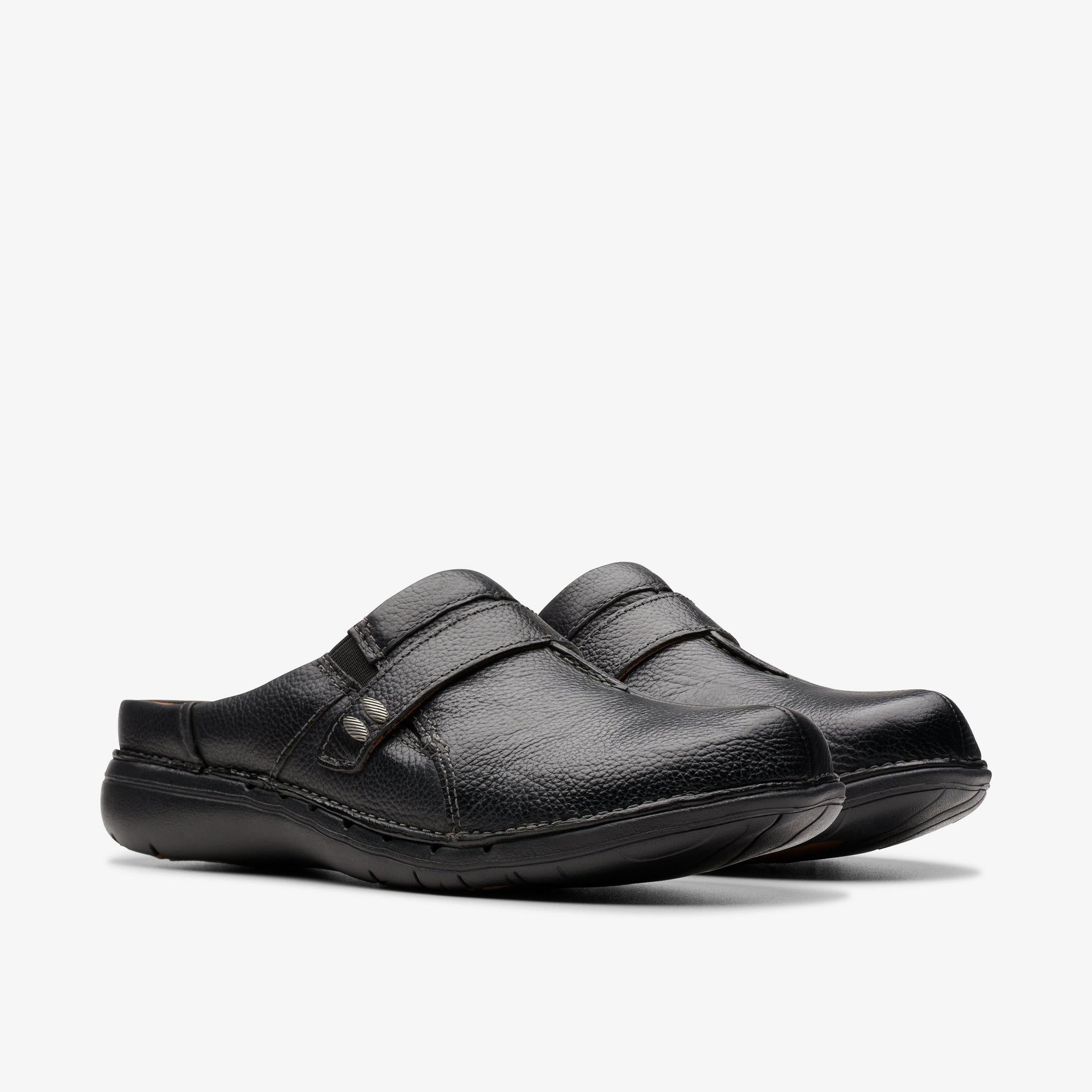 Women's Clark's Un Loop Ease - Stylish Black Leather Mules