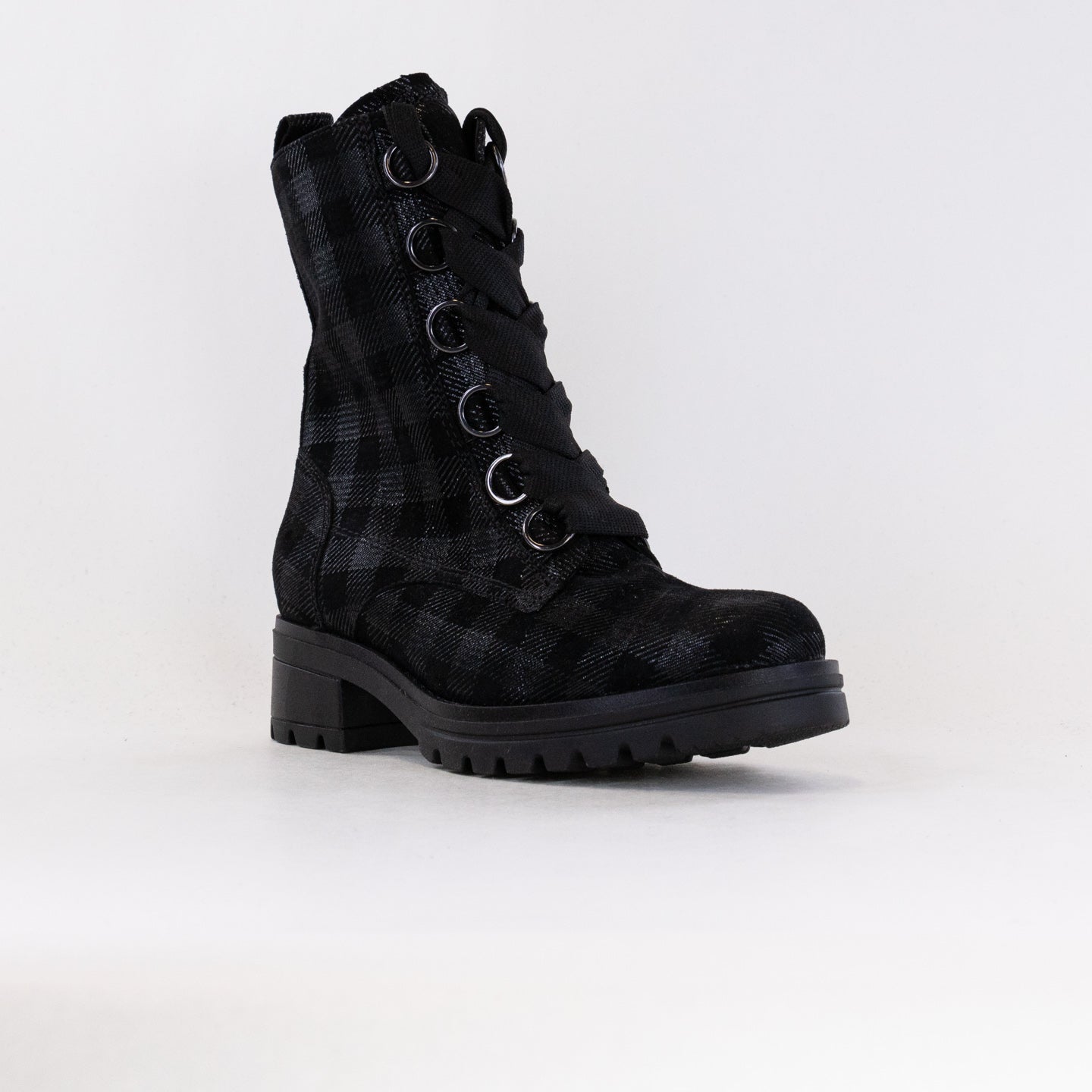 Gabor Women's Schwarz Combat Style Lace - Up Leather Boots, Model 92.784.67