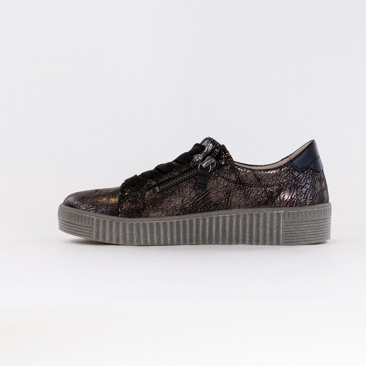 Women's Gabor Black Metallic Zip Sneaker 33.334.37
