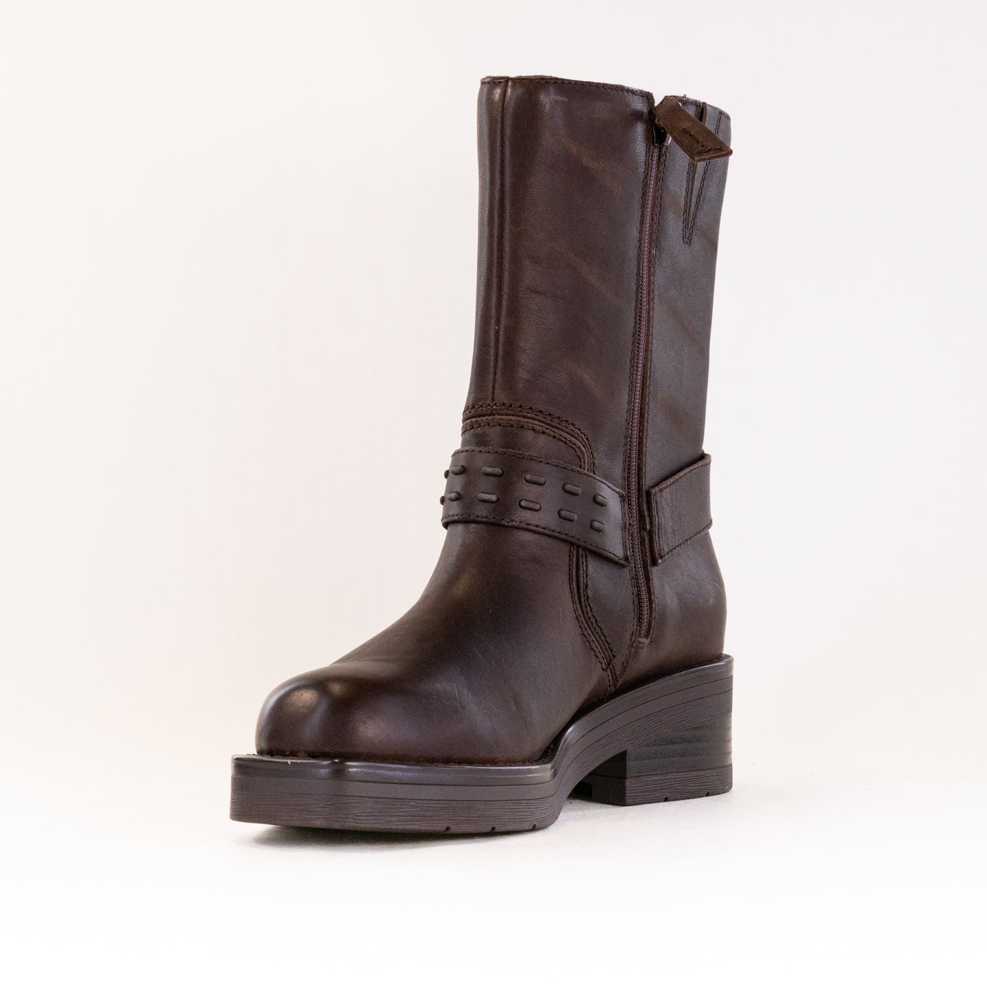 Clarks Women's Stylish Rebelle Up Walnut Leather Biker Boots