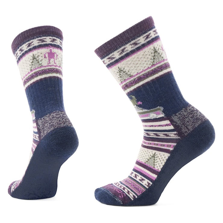 Everyday Comfortable Purple Iris Say It Ain't Snow Crew Socks for Daily Wear