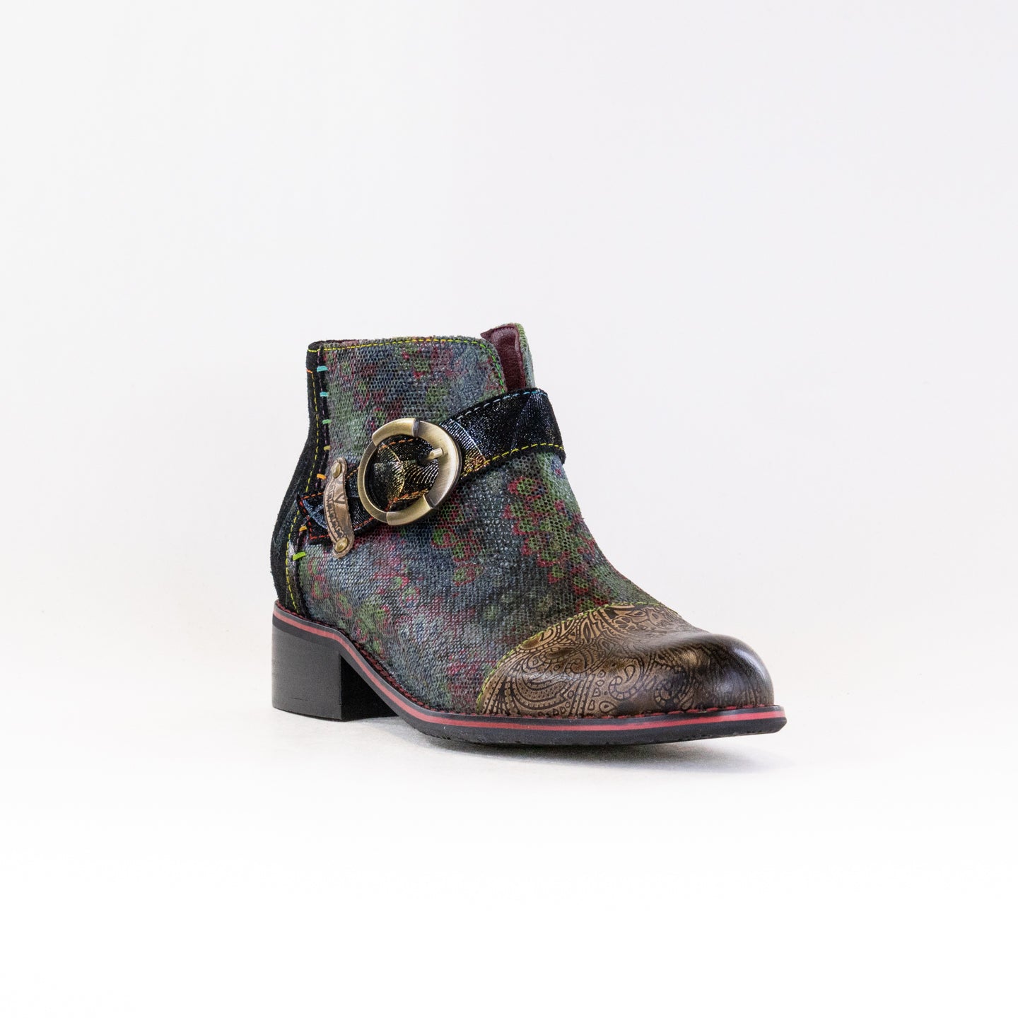 Spring Step Women's Olive Multi Georgiana-Scope French-Inspired Booties