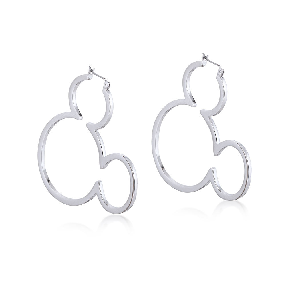 Disney Fashionable Mickey Mouse Silhouette Gold-Plated Hoop Earrings for Daily Wear
