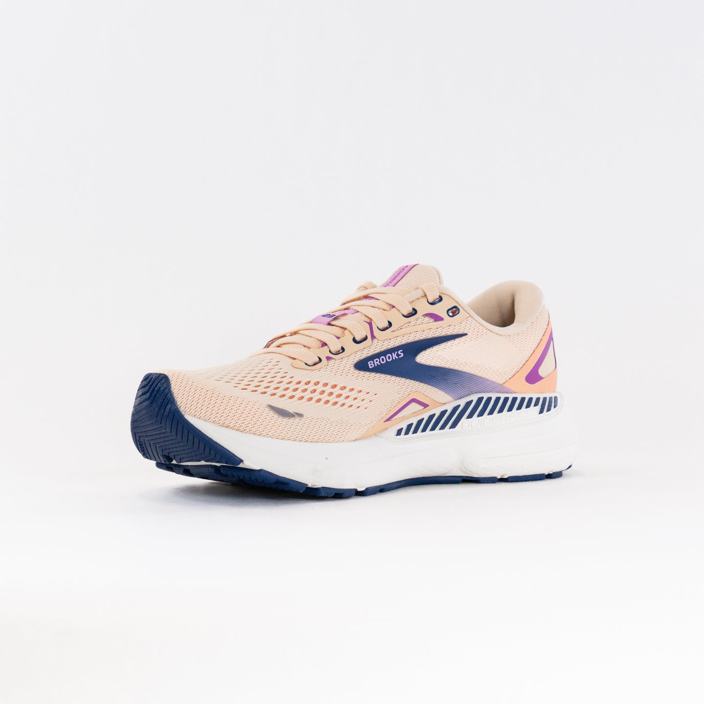 Women's Brooks Adrenaline GTS 23 Running Shoes in Apricot, Estate Blue, and Orchid Colors
