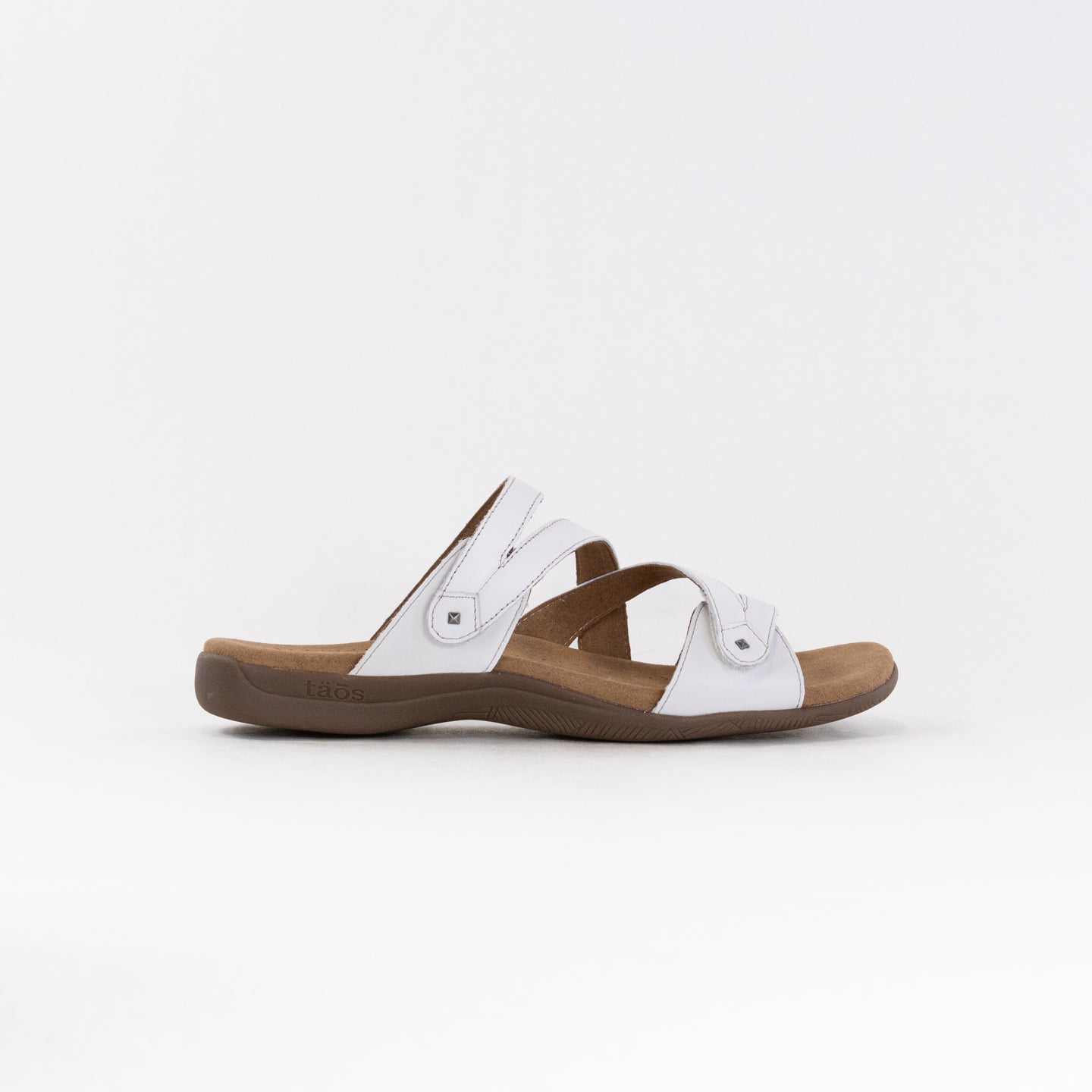 Women's Taos Double U White Leather Slide Sandals