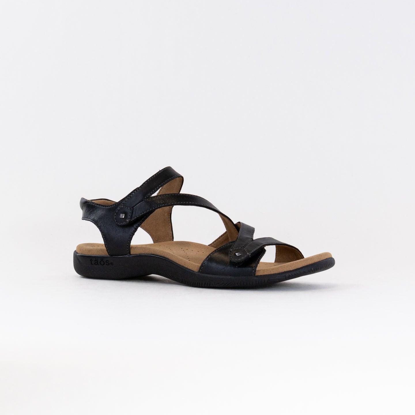 Women's Taos Big Time Black Leather Slip-on Sandals with Back Strap