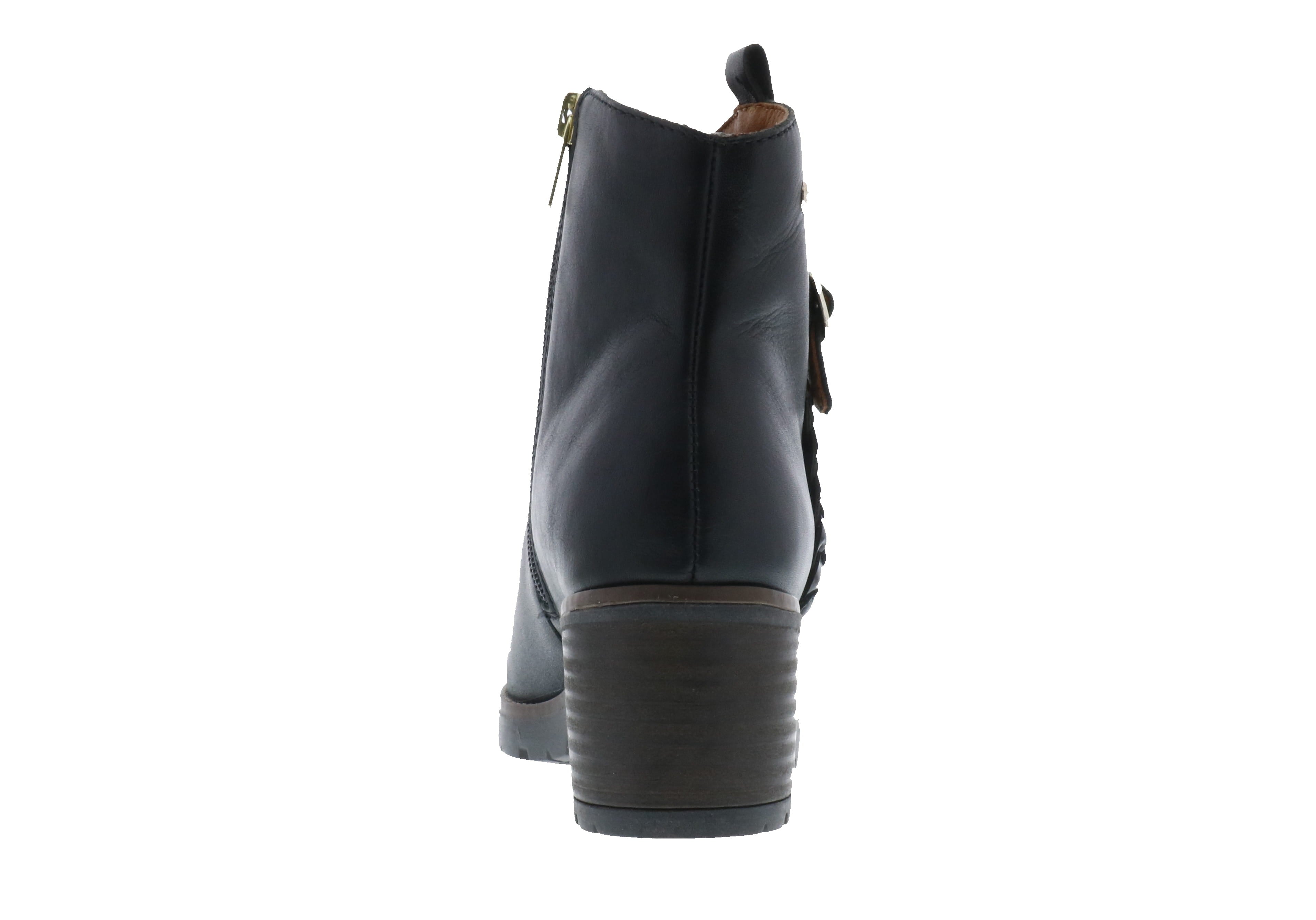 Stylish Women's Black Leather Ankle Boots by Pikolinos Llanes