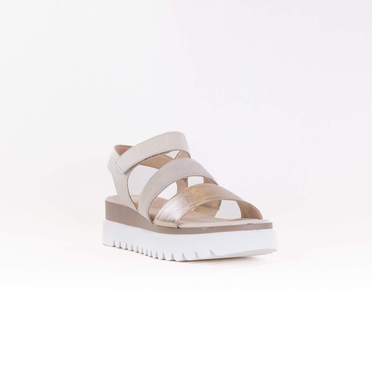 Women's Gabor 24.610.62 White Metallic Combination Leather Wedge Sandals