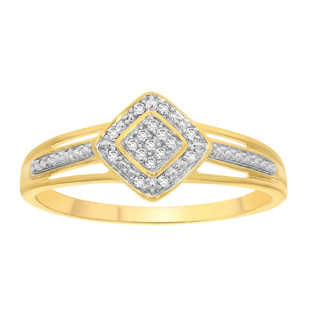 Exquisite 9 Carat Yellow Gold Diamond Split Shank Engagement Ring