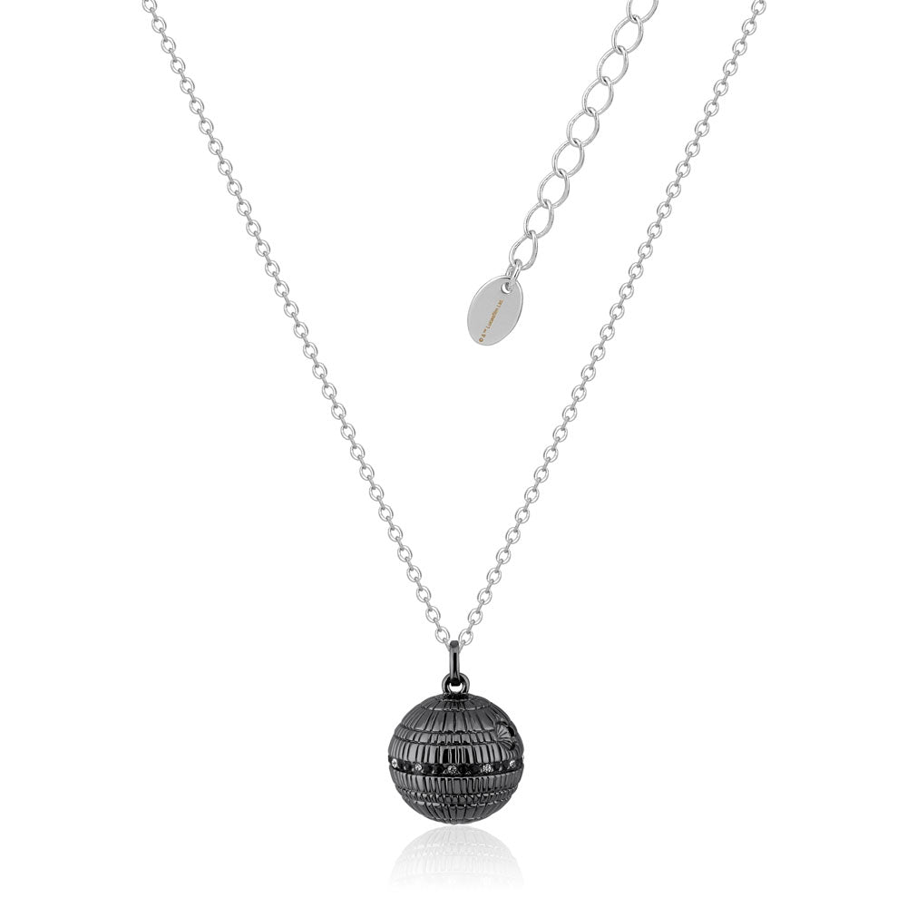 Disney Star Wars Stylish White Gold and Gunmetal - Finished Death Star Pendant with a 45+7cm Necklace Chain for Personalized Outfits