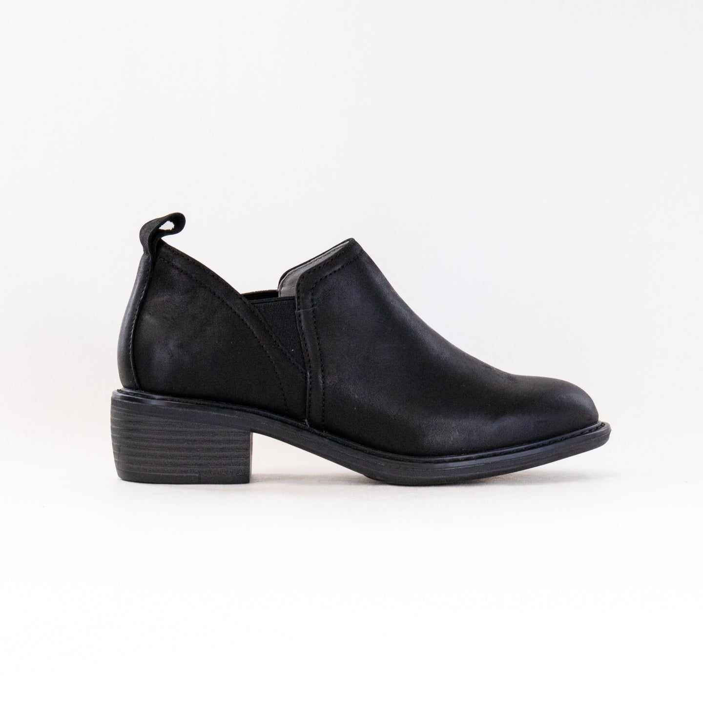 Women's Alegria Merle Slip-On Leather Booties in Black Burnish Color