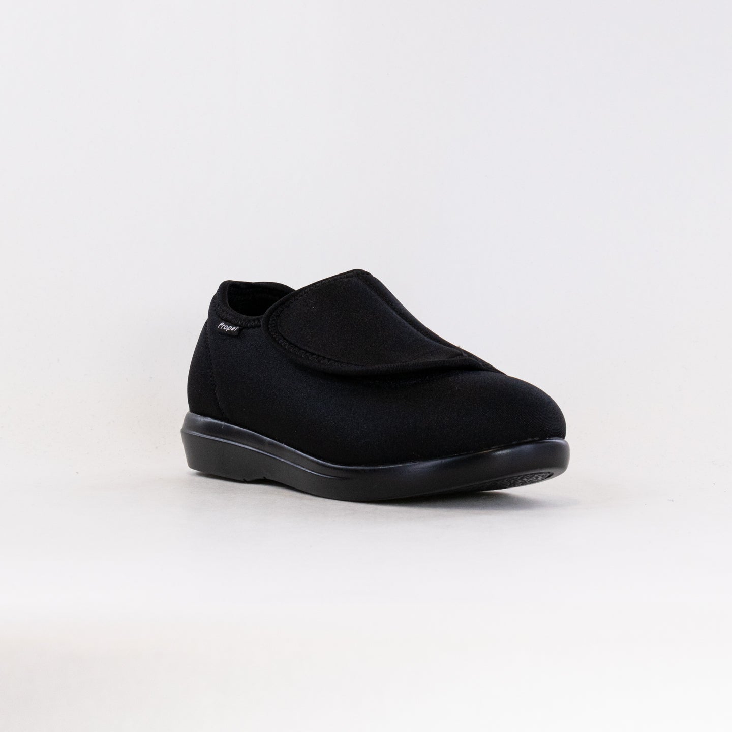 Propet Women's Comfortable Cushioned Foot Recovery Slippers in Black Stretch Design