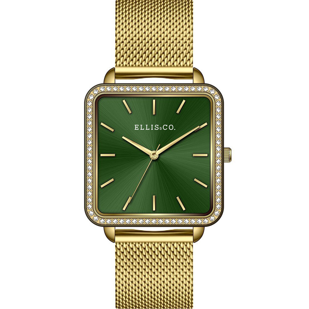Ellis & Co Carly Gold-Coated Stainless Steel Women's Watch with Sparkling Stones