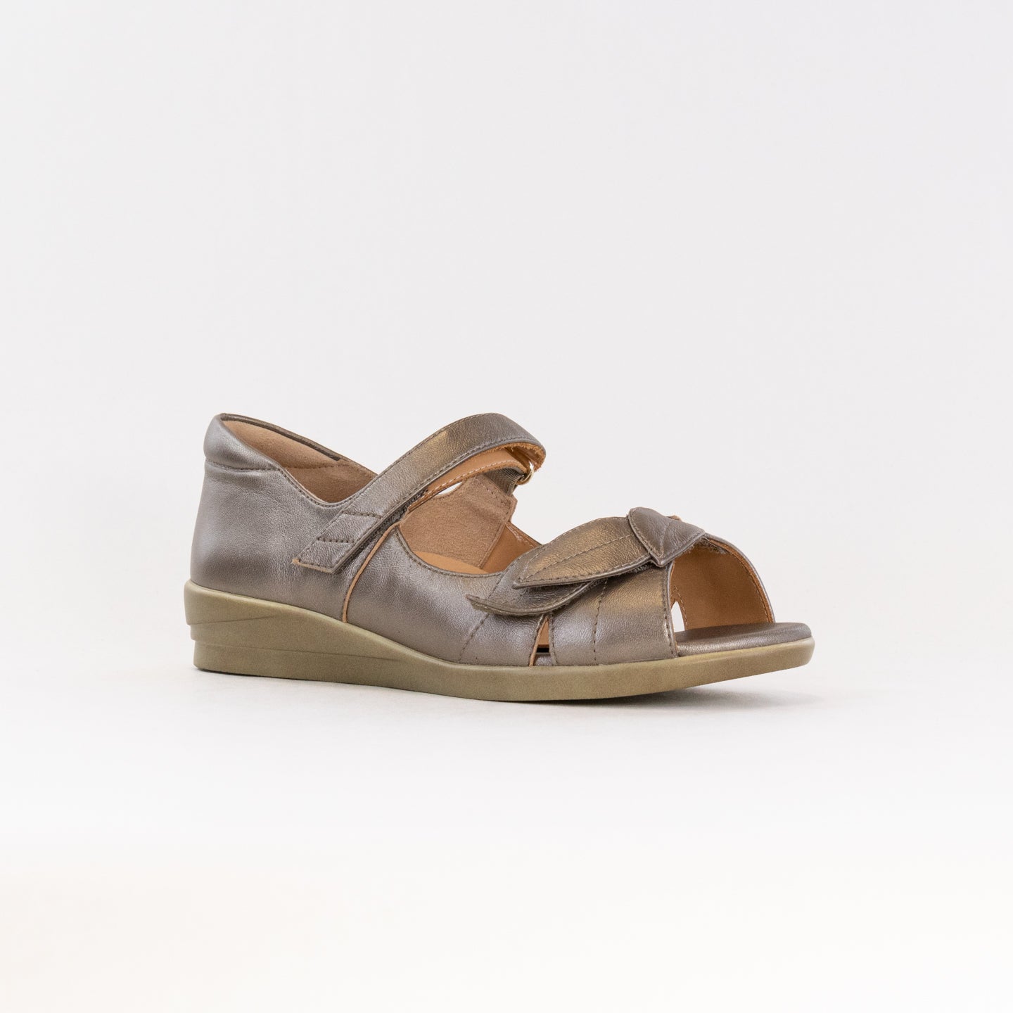 Ziera Women's Greige Disco Fashionable Low - Wedge Heel Leather Shoes