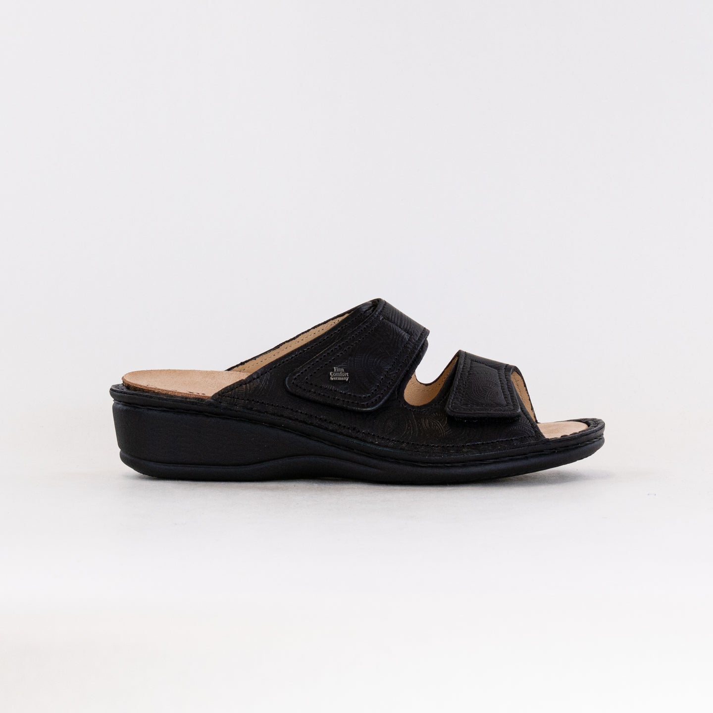 Finn Comfort Women's Jamaika-S Arabesque Black Premium Nubuck Leather Sandals