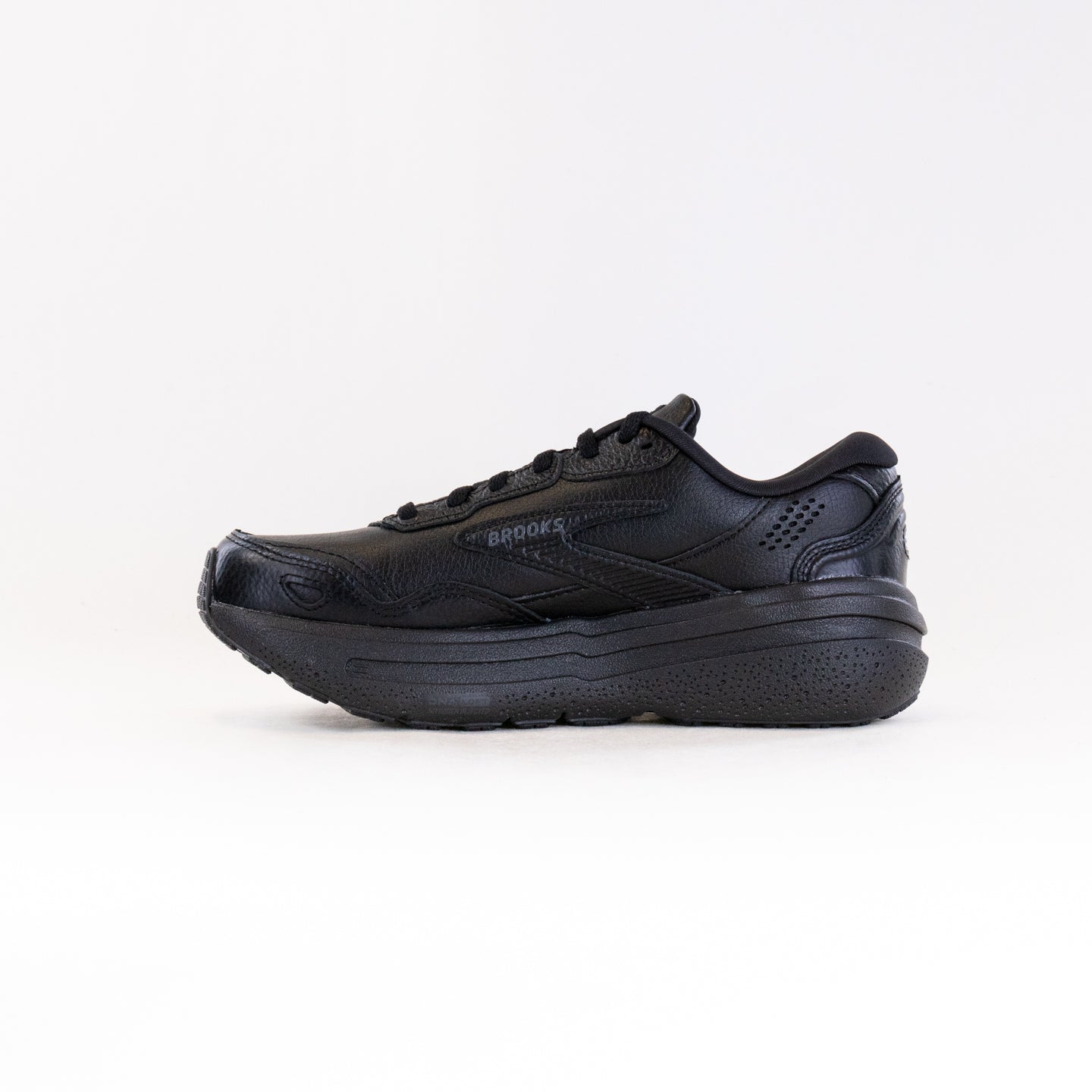 Women's Brooks Ghost Max Leather Running Shoes - Classic Black/Black Colorway