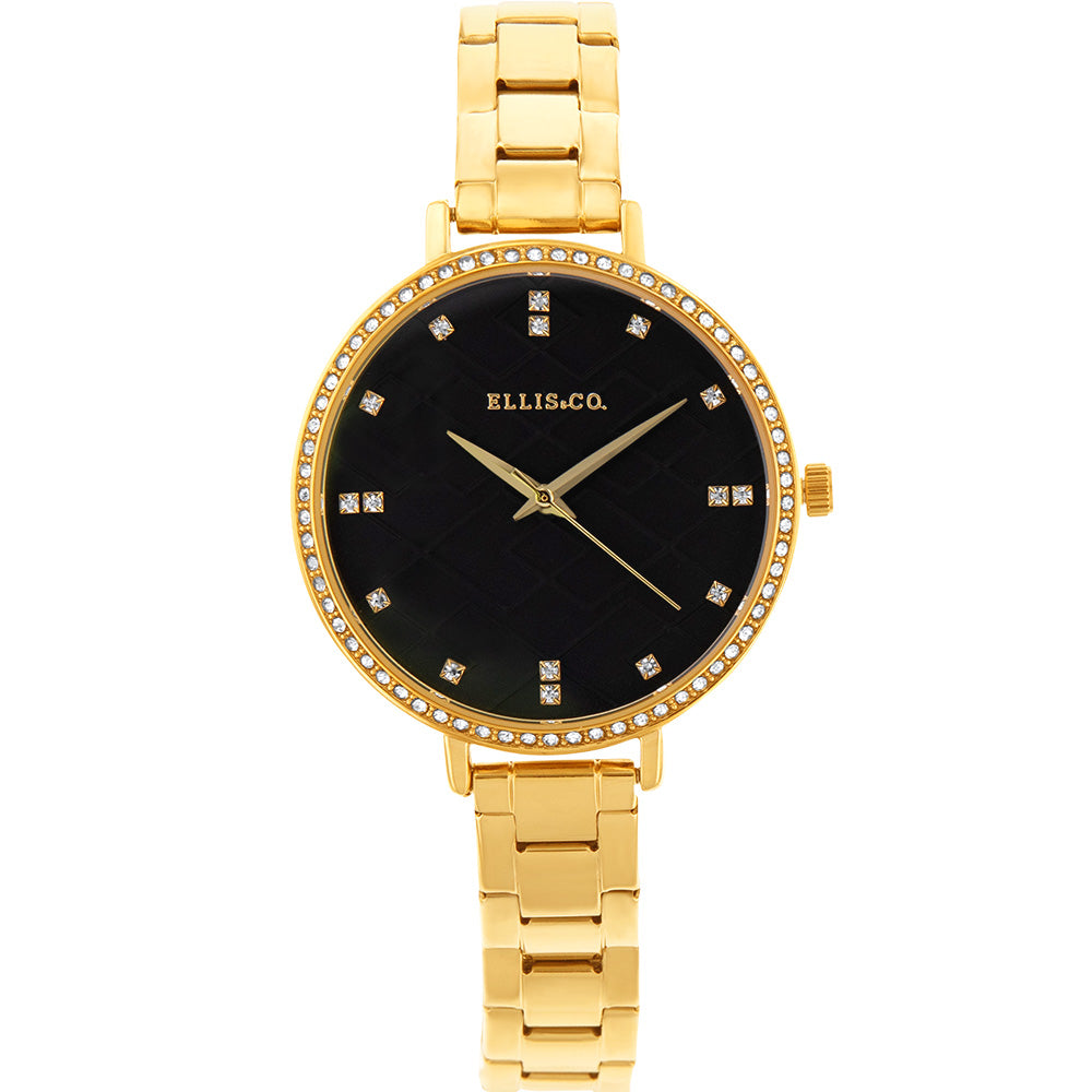 Ellis & Co Women's All - Gold Plated Stainless Steel Crystal - Embellished Watch