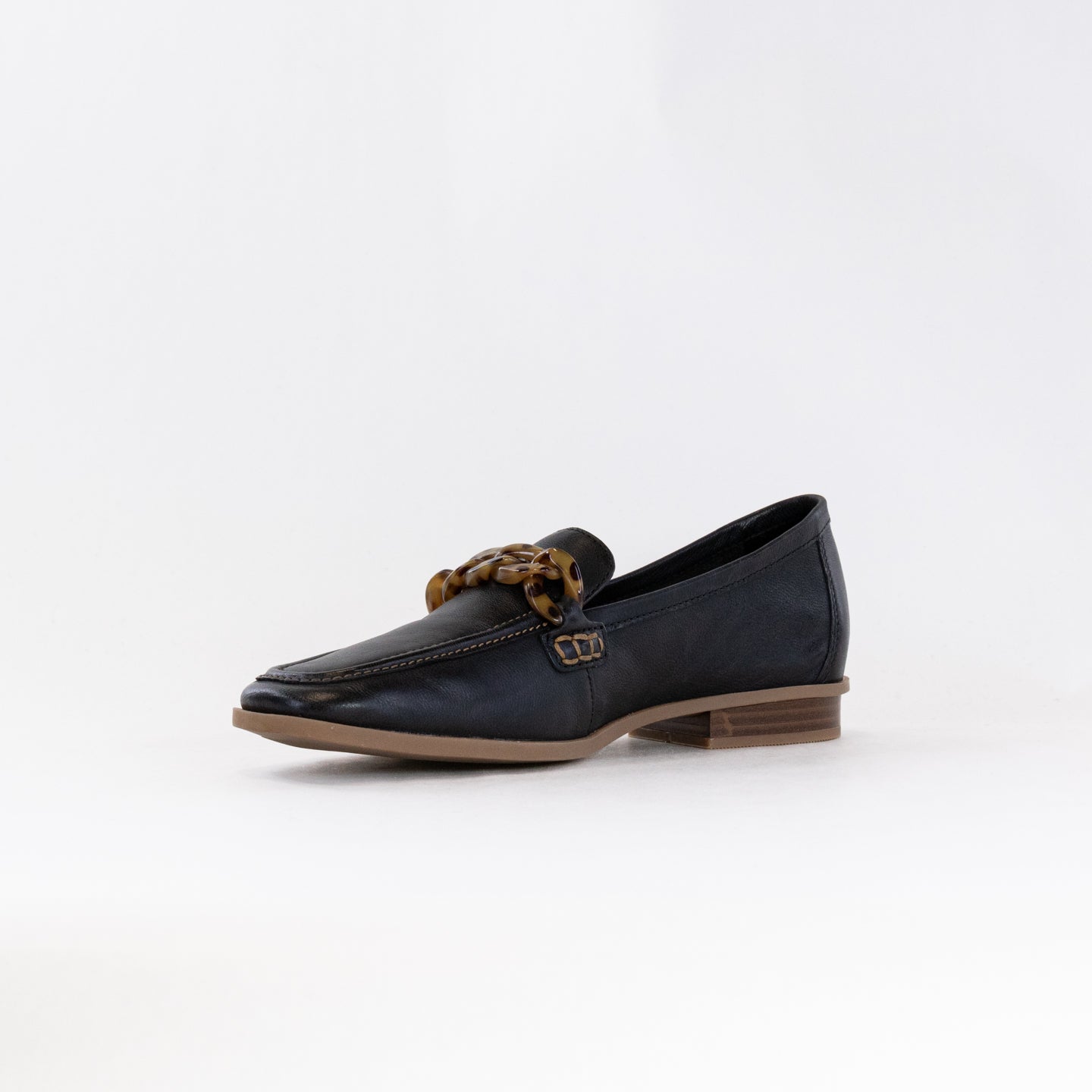 Women's Clarks Sarafyna Iris Black Leather Loafers with Tortoise Bit