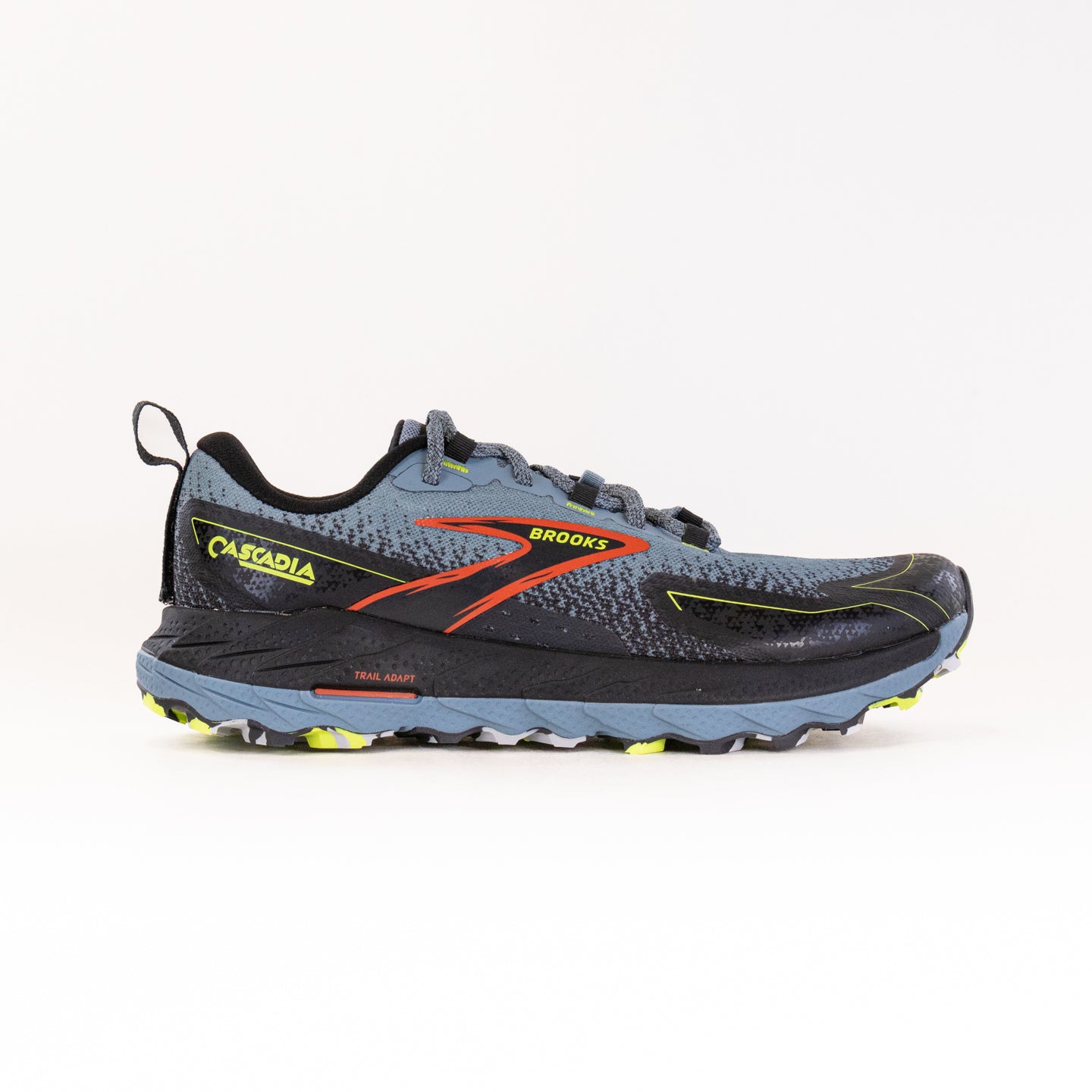 Men's Brooks Cascadia 18 Running Shoes in Citadel, Ebony & Lime