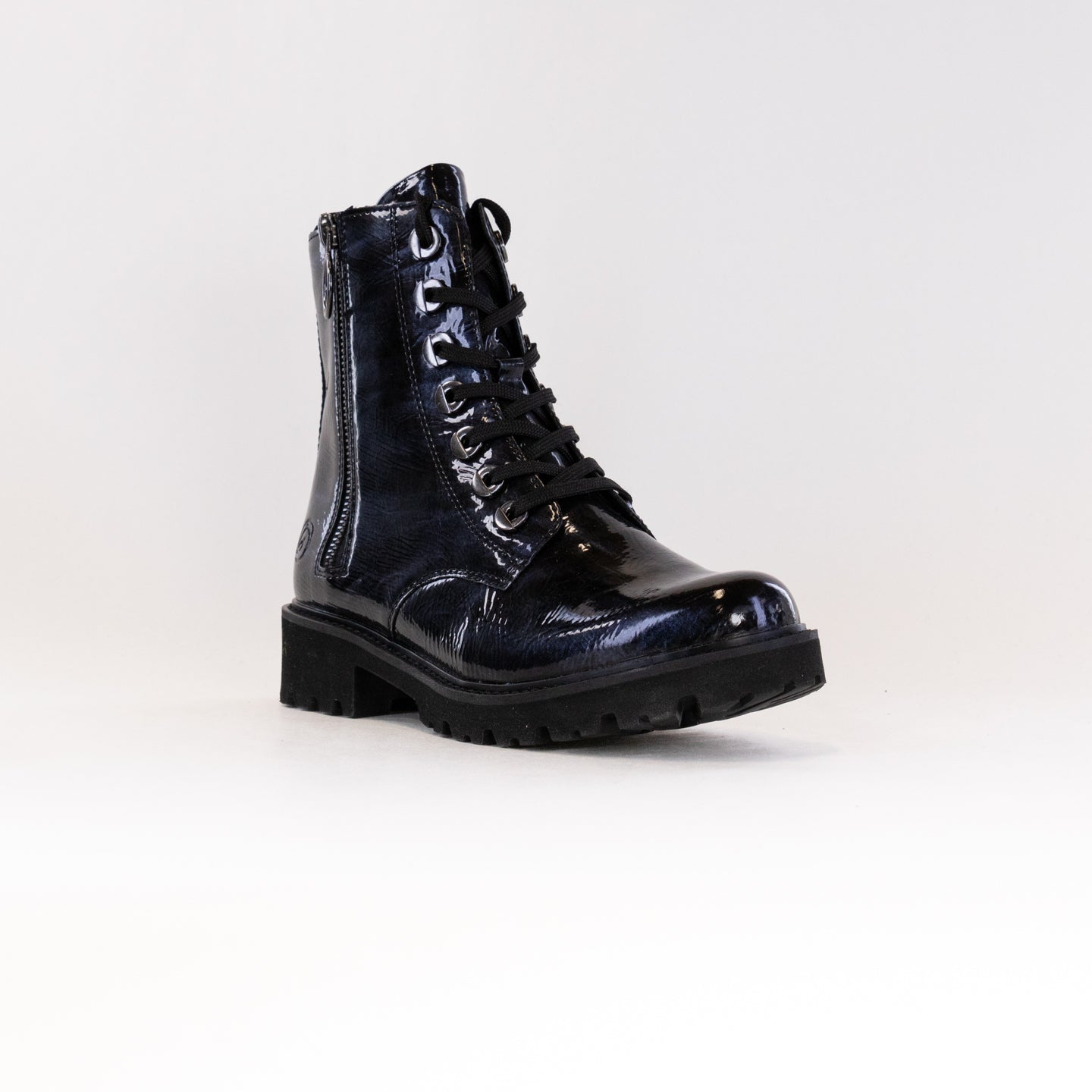 Blue Patent Women's Chunky-Heeled Remonte Marusha Boots