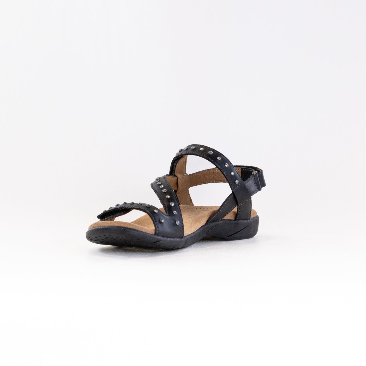 Black Women's Taos Sandals with Dazzling Stone and Stud Details