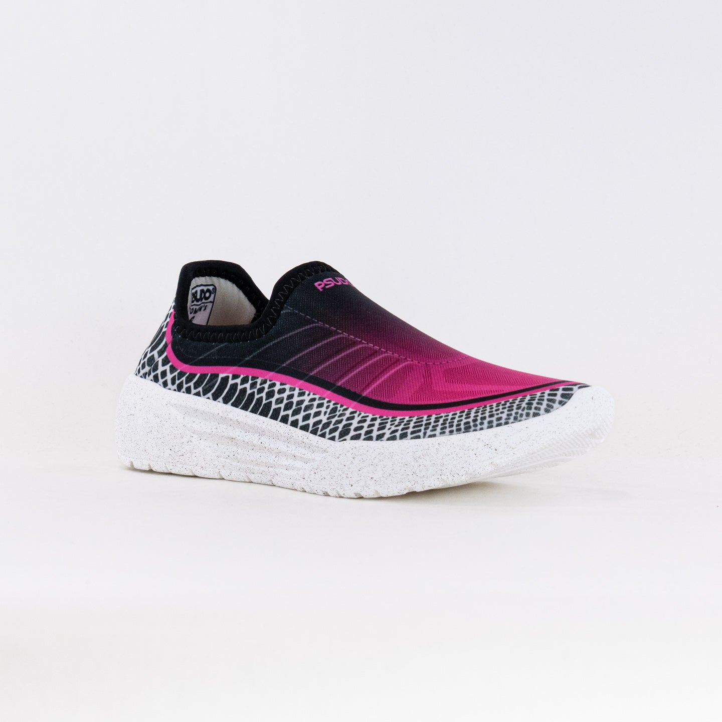 Women's Pseudo Slip-on Racer Sport Sneakers in Pink and Smoke Colors
