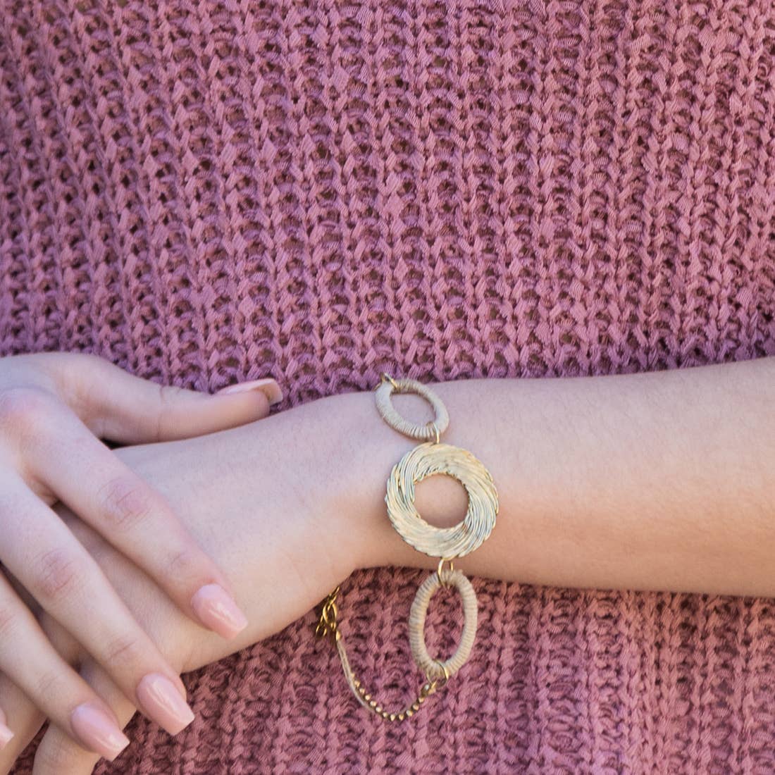 Sachi Bohemian Metal Ring Bracelet from the Neutrals Collection