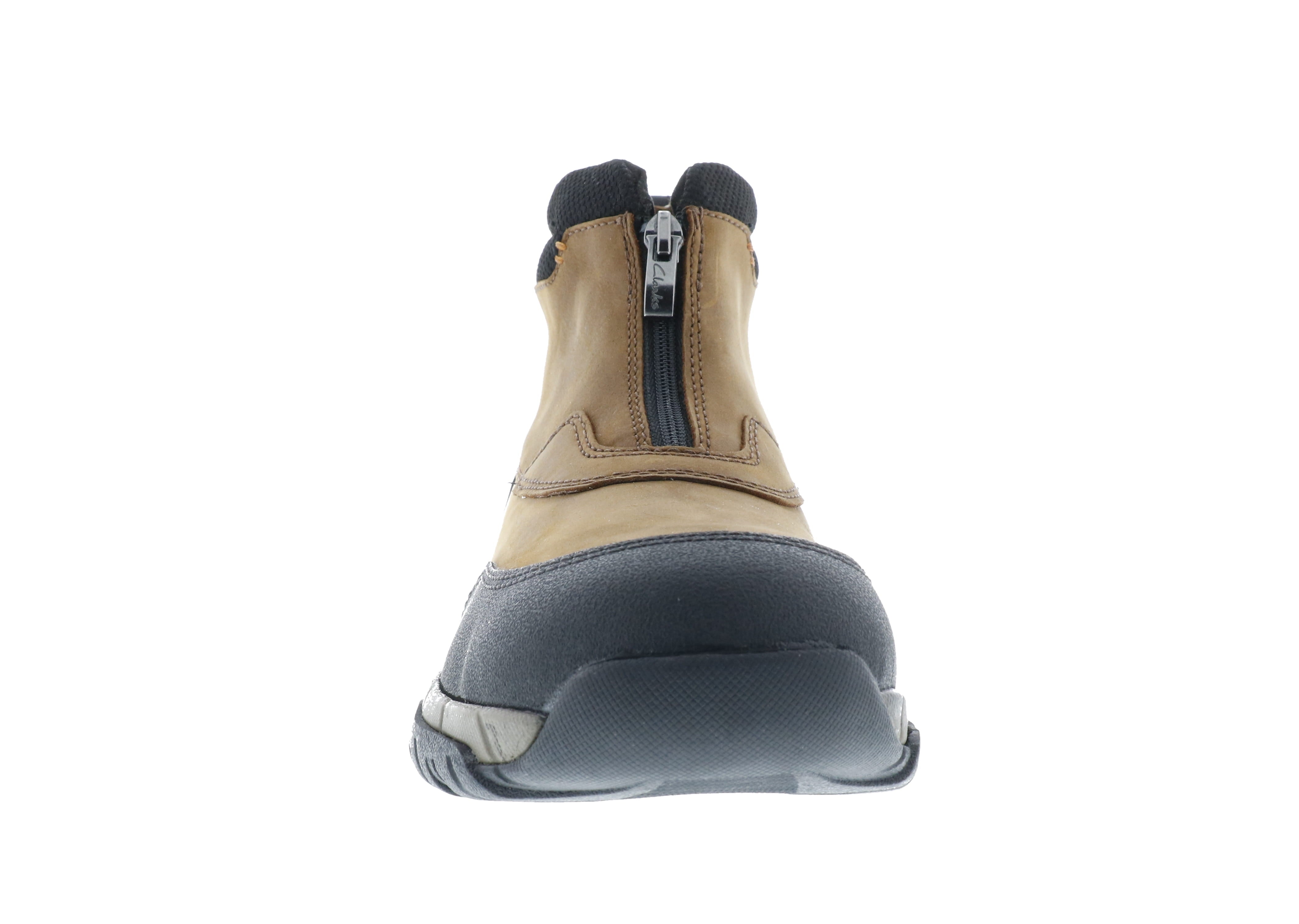 Men's Clarks Grove Zip-up Shoes in Dark Tan Leather