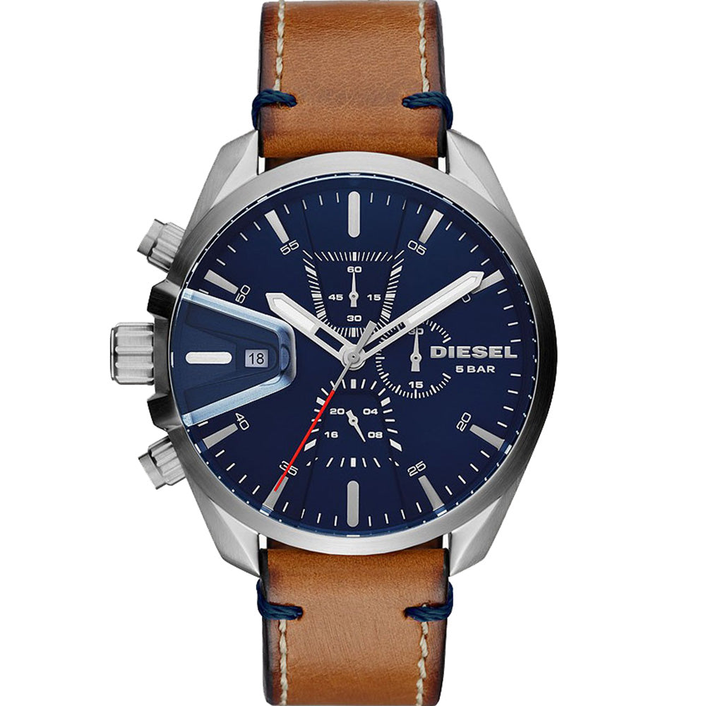 Diesel Men's MS9 DZ4470 Stainless Steel Chronograph Watch with Brown Leather Strap