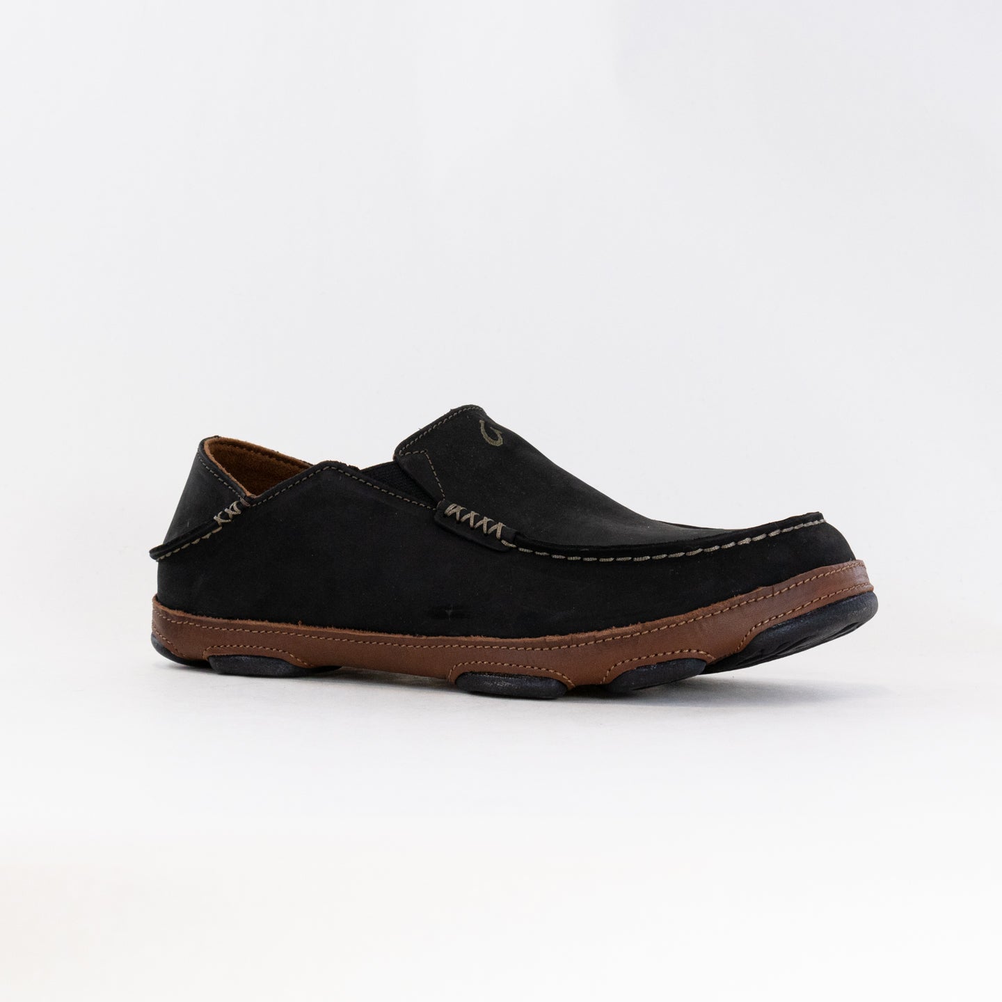 Olukai Men's Moloa Leather Shoes in Black/Toffee