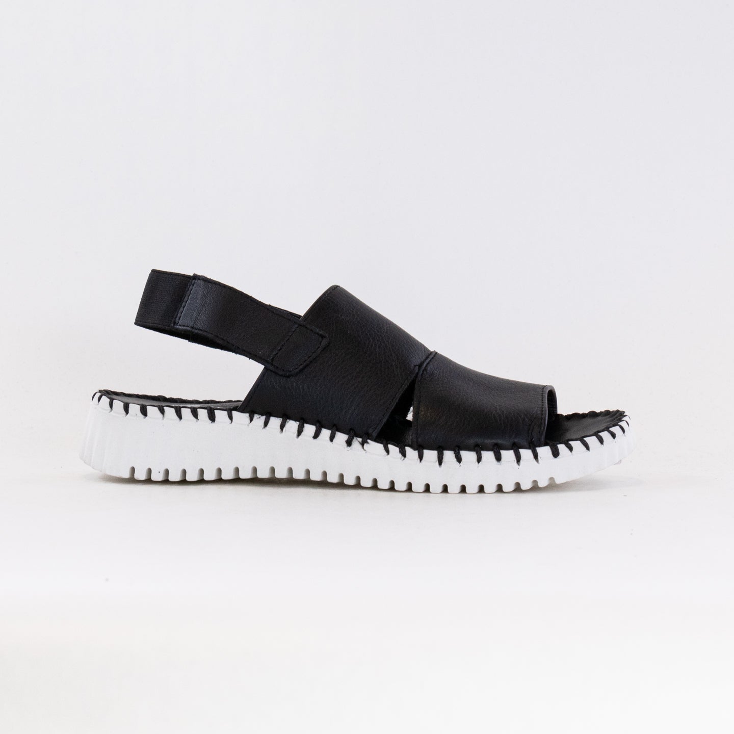 Women's Black Leather Eric Michael Sola Minimalist Sandals